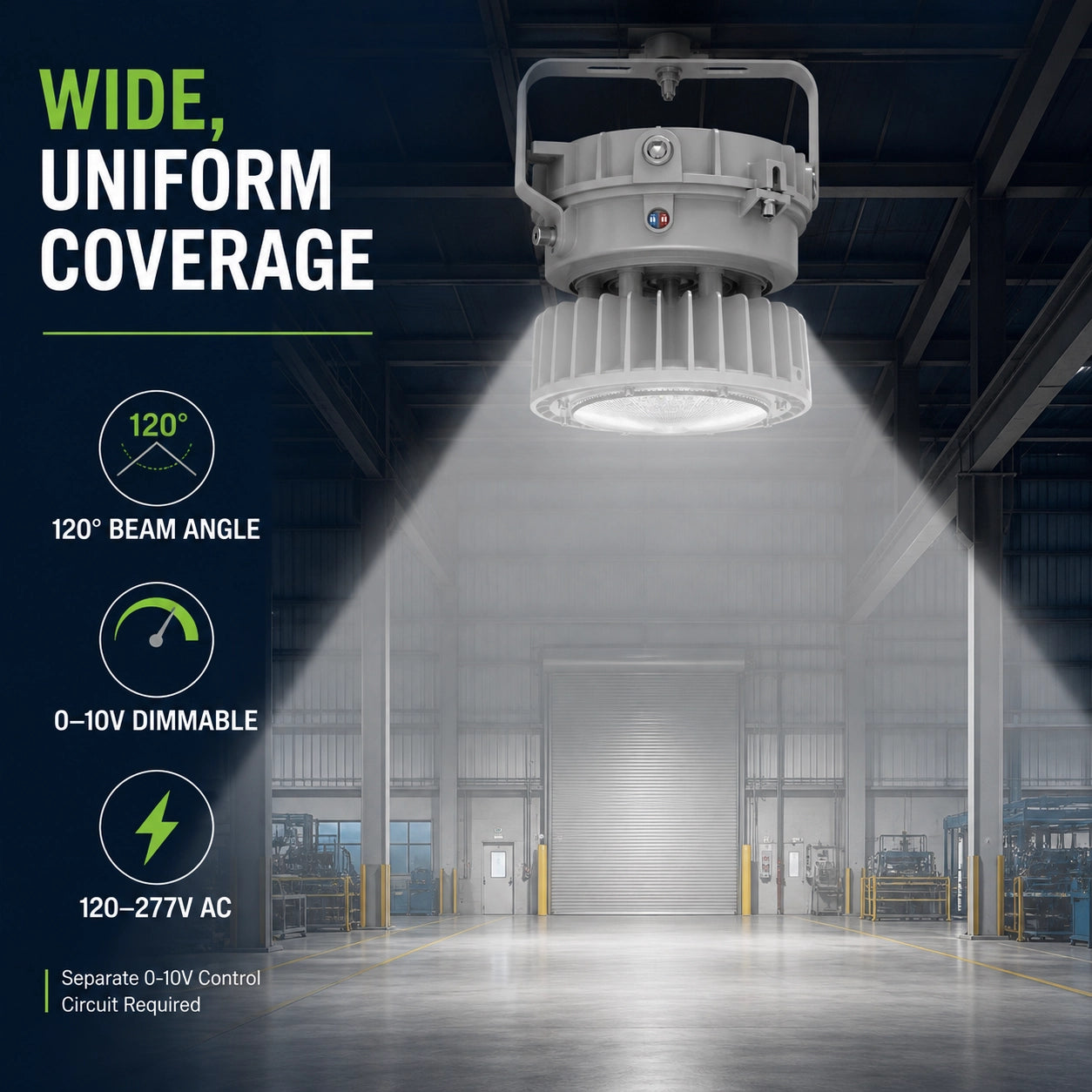 Explosion proof LED high bay delivering up to 14,500 lumens at 100W for industrial lighting