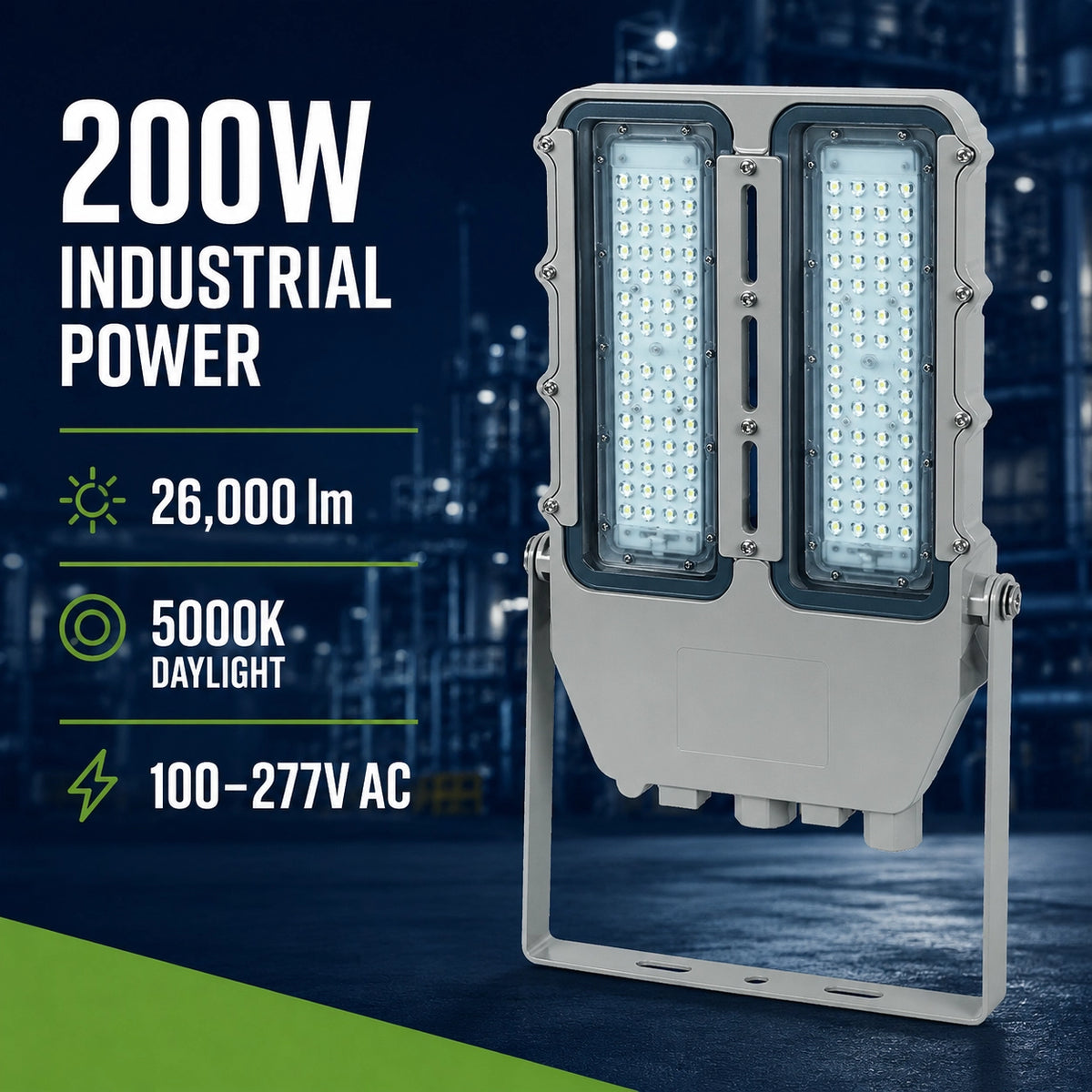 200W explosion proof LED light with 26,000 lumens and 5000K daylight