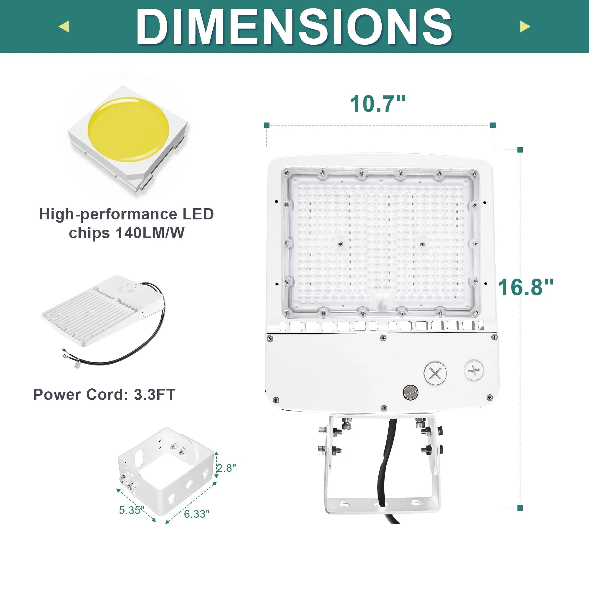 White LED shoebox fixture installed on outdoor steel pole