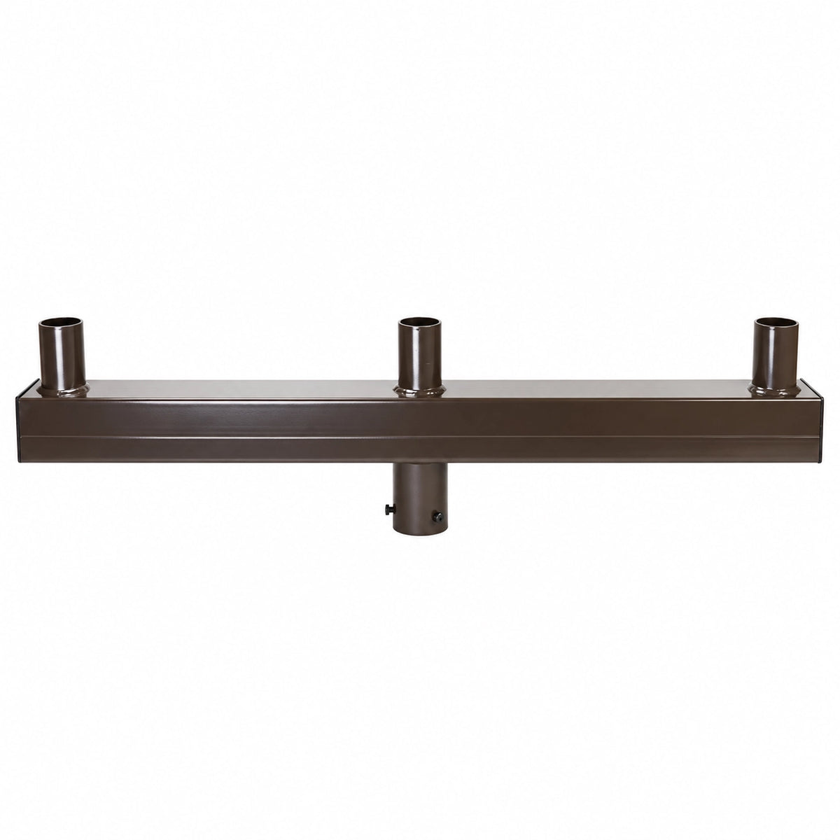 Low profile bullhorn bracket with three inline vertical tenons for LED parking lot and area lights