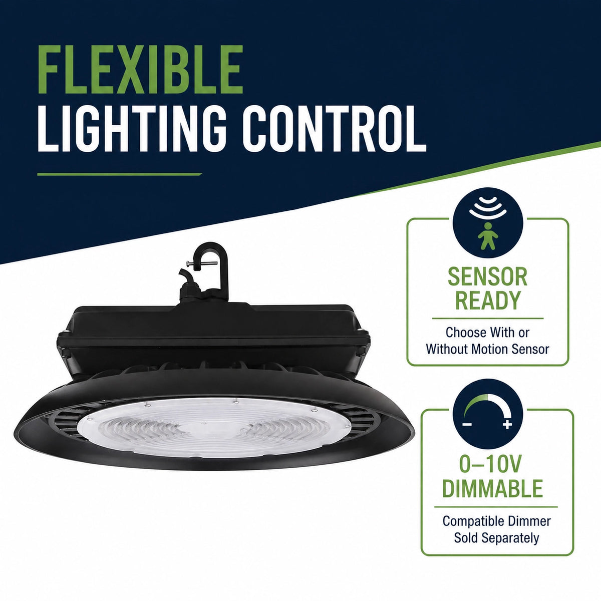 Sensor ready 300W UFO LED high bay light with optional occupancy sensor