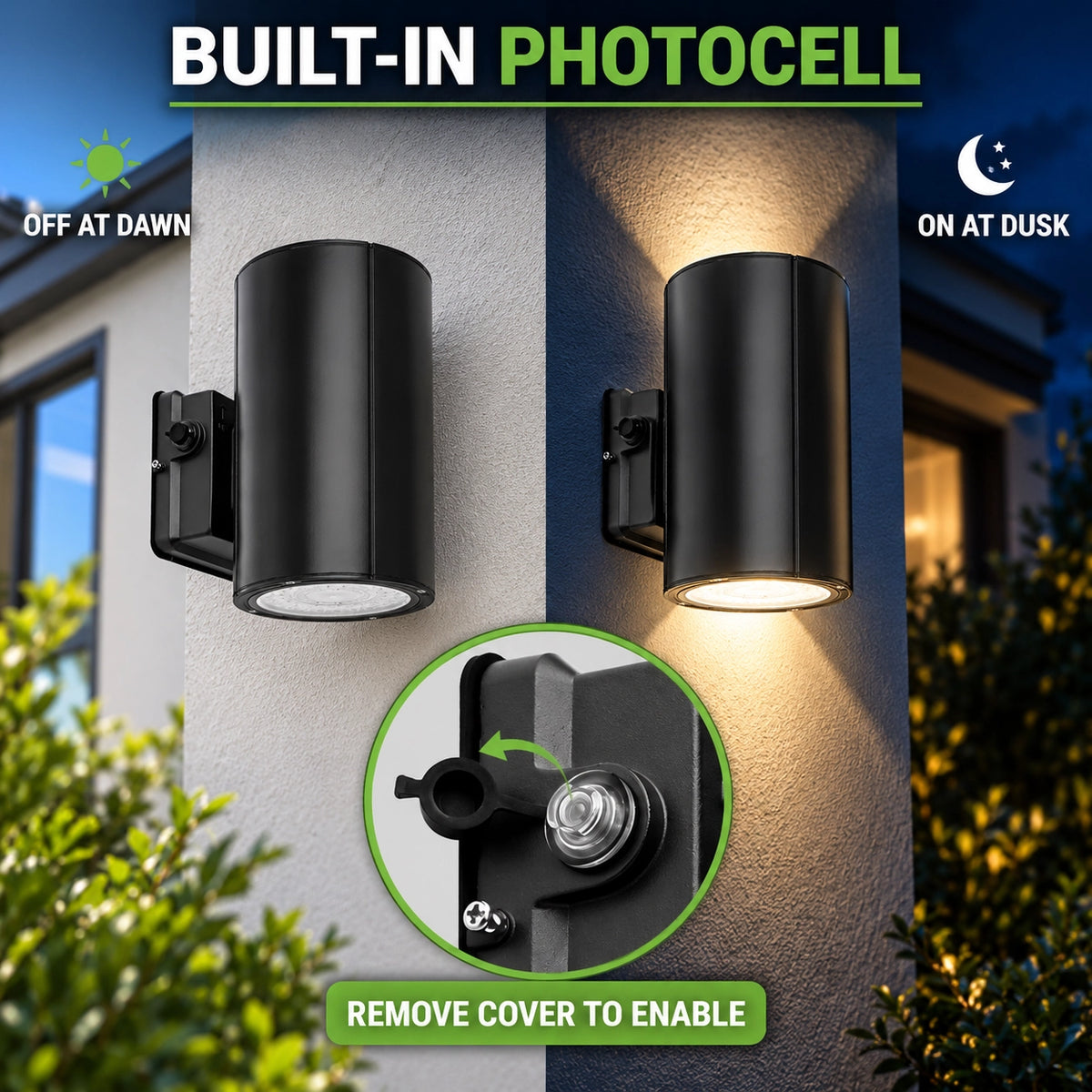 Selectable wattage up down LED wall light with 38W 31W and 19W settings