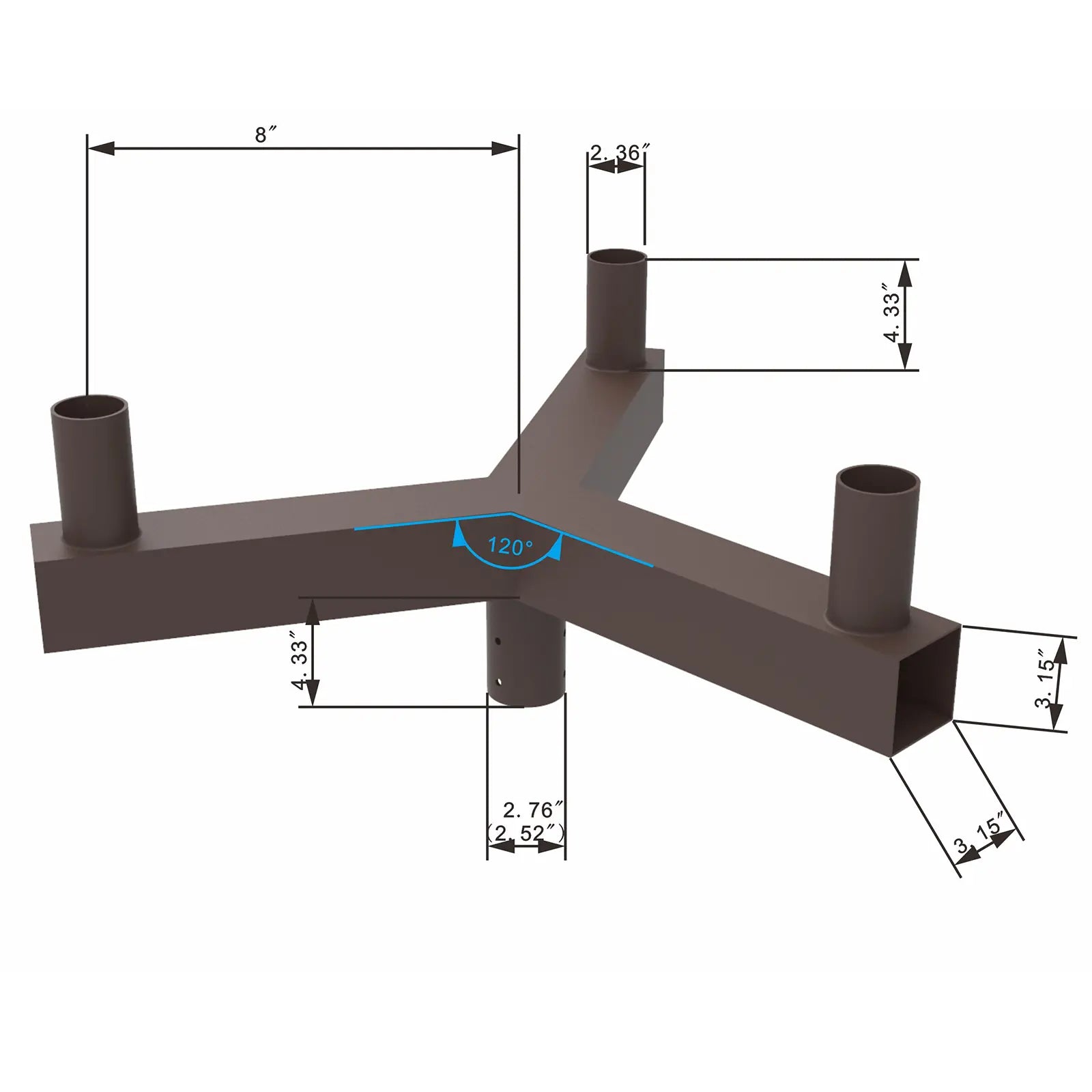 120° Low Profile Bullhorn with 3 Tenons For Outdoor LED Parking Lot Lights-Area Lights-Post Top Lights TANLITE