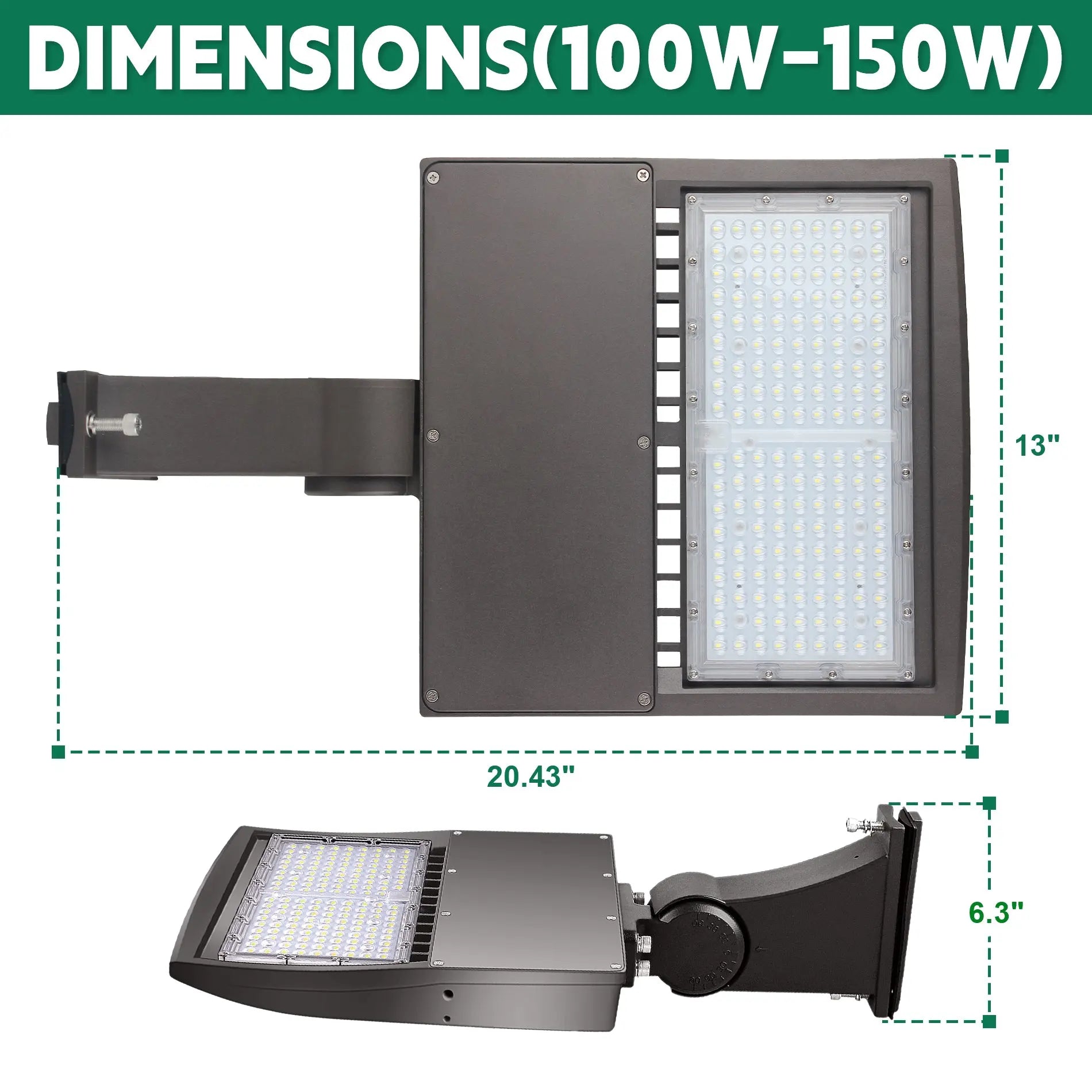 150W LED Shoebox Light-Led Parking Lot Light-21,000 Lumens-CCT 5000K-Brownz Color-Photocell Optional-5 Years Warranty-UL+DLC 5.1 TANLITE