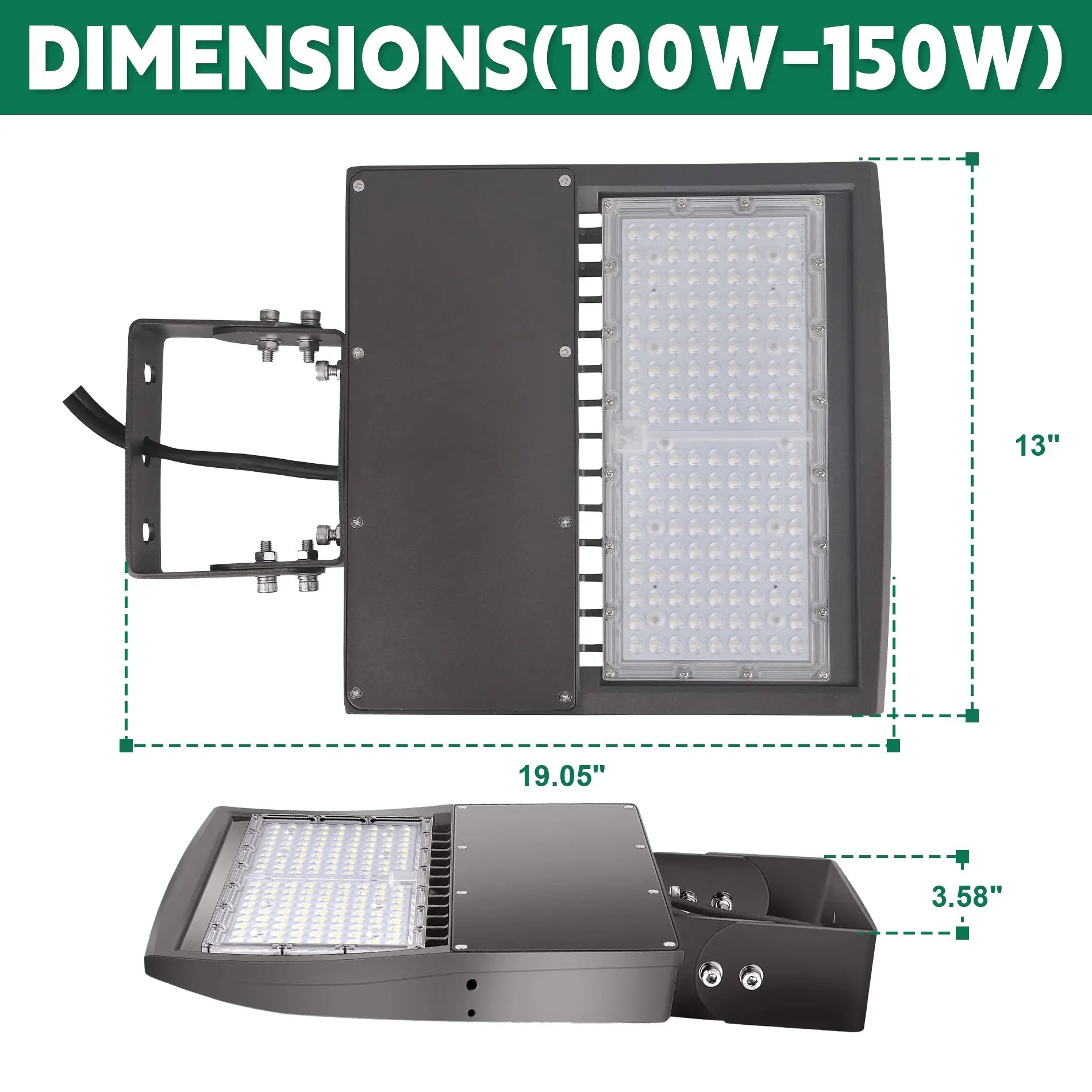 150W LED Shoebox Light-Led Parking Lot Light-21,000 Lumens-CCT 5000K-Brownz Color-Photocell Optional-5 Years Warranty-UL+DLC 5.1 TANLITE