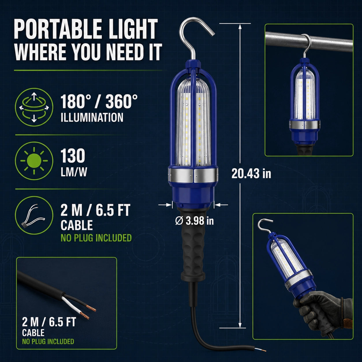 5000K explosion proof portable work light for refineries drilling rigs mines and hazardous areas