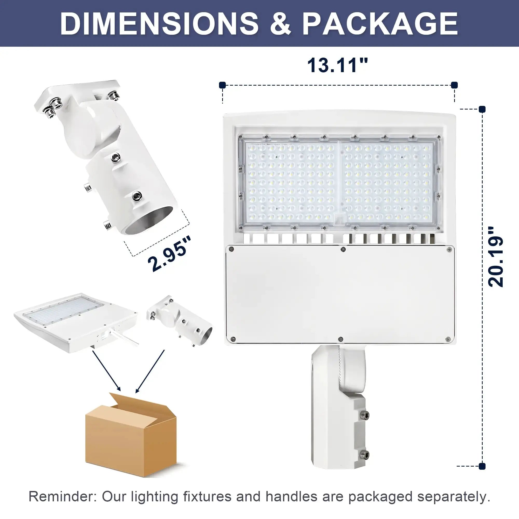 LED Shoebox Parking Lot Light 277-480V - 80-150W Selectable - White Housing - 21000LM Outdoor Commercial Lighting