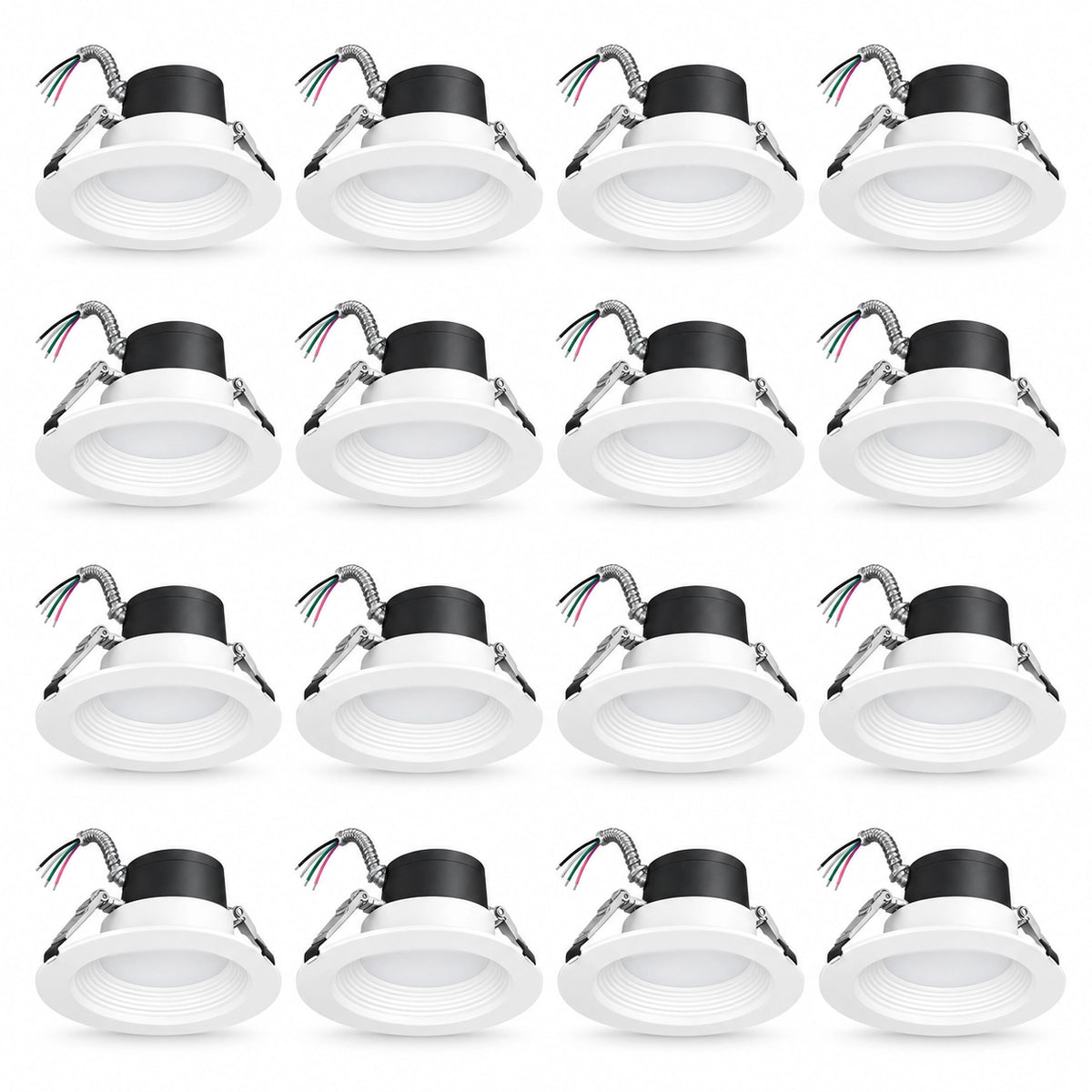 16 pack 8 inch commercial LED recessed downlights with selectable wattage 5CCT and 0-10V dimming