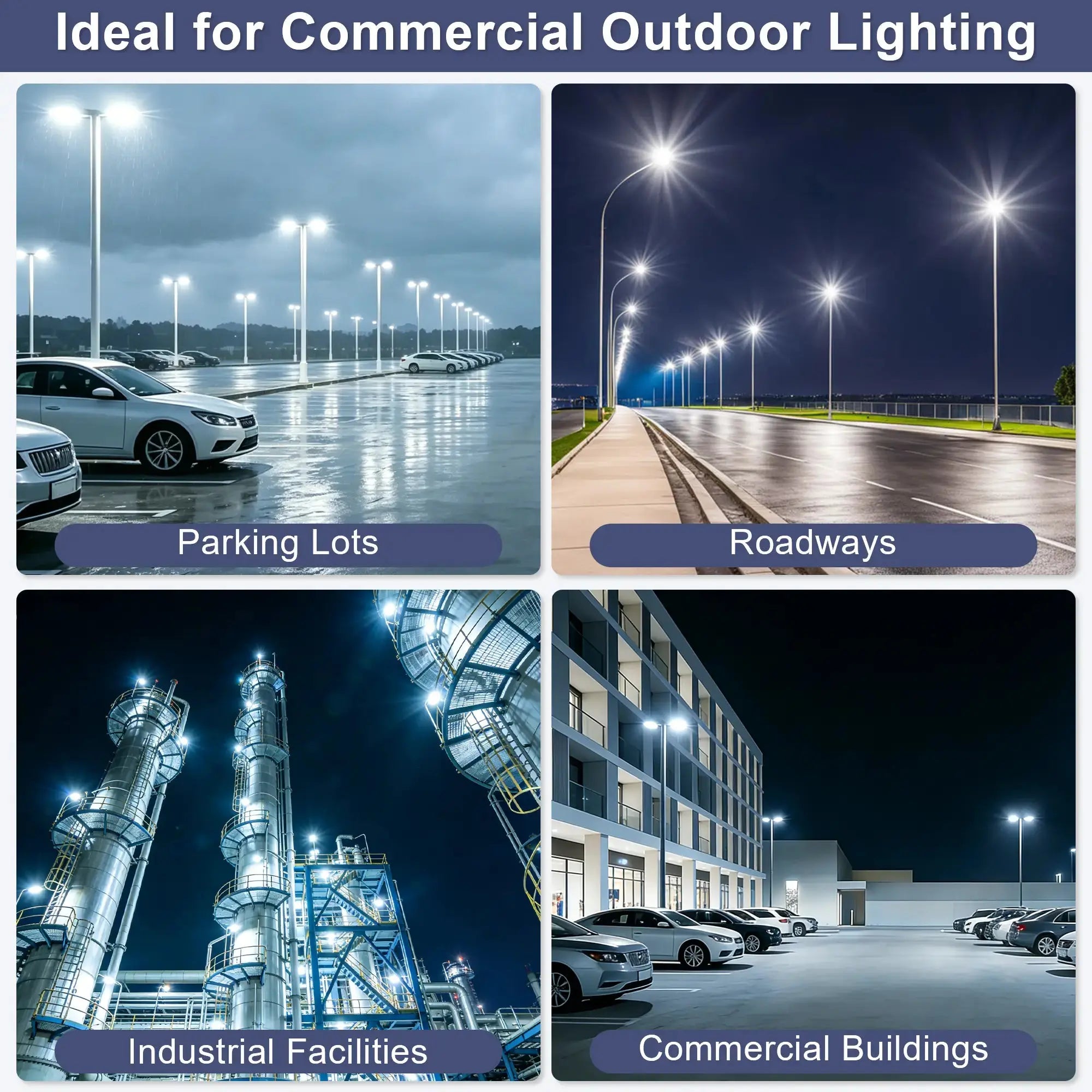 LED Shoebox Parking Lot Light 277-480V - 80-150W Selectable - White Housing - 21000LM Outdoor Commercial Lighting