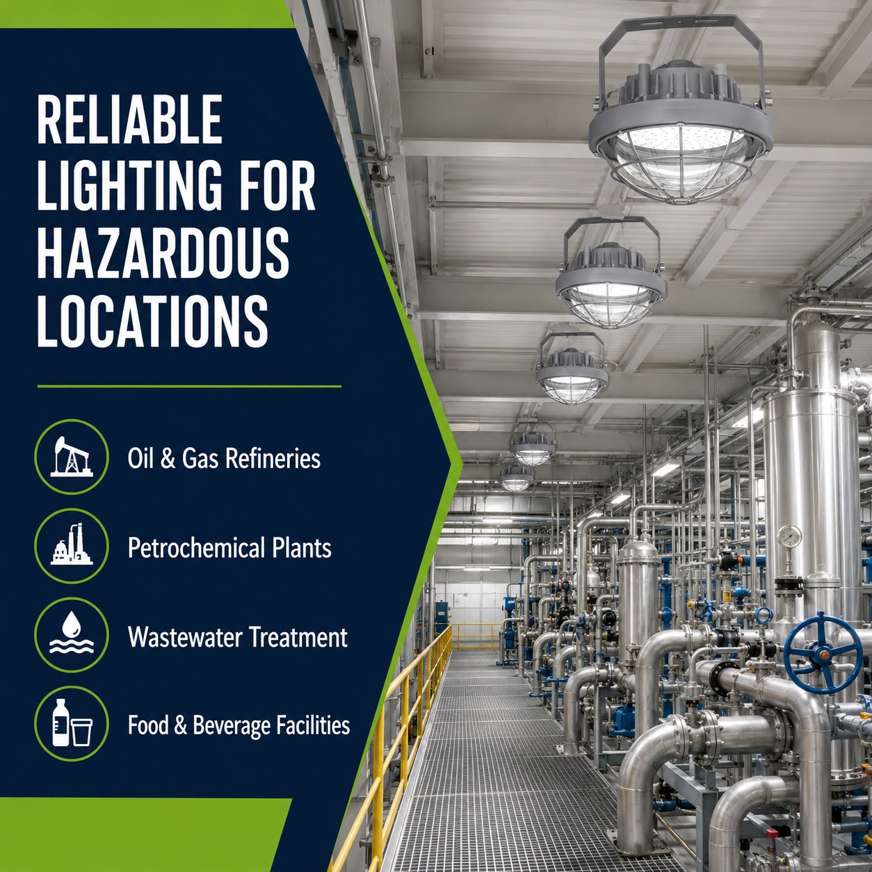80W round explosion proof LED fixture with durable housing for hazardous work areas