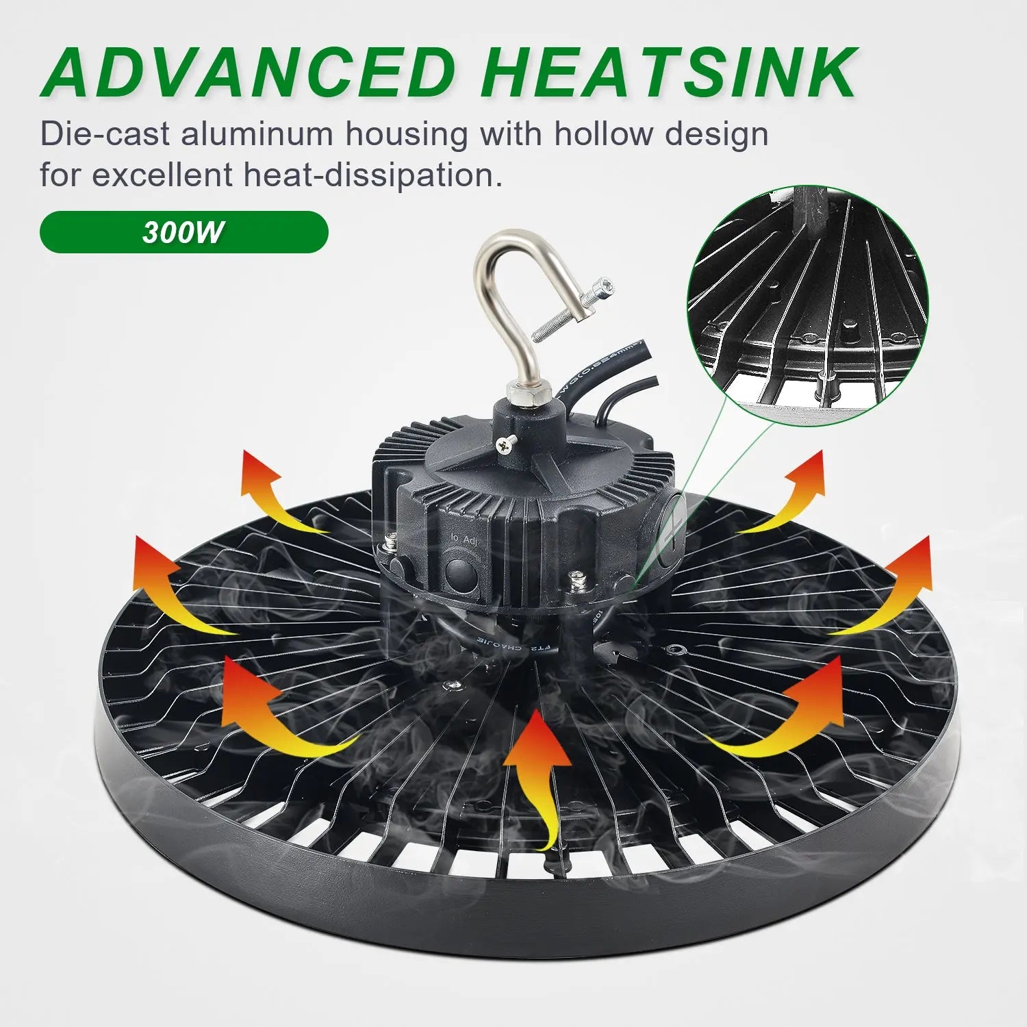 300W LED UFO High Bay Light-AC 100~277V-CCT 5000K-42,000 Lumens Output TANLITE