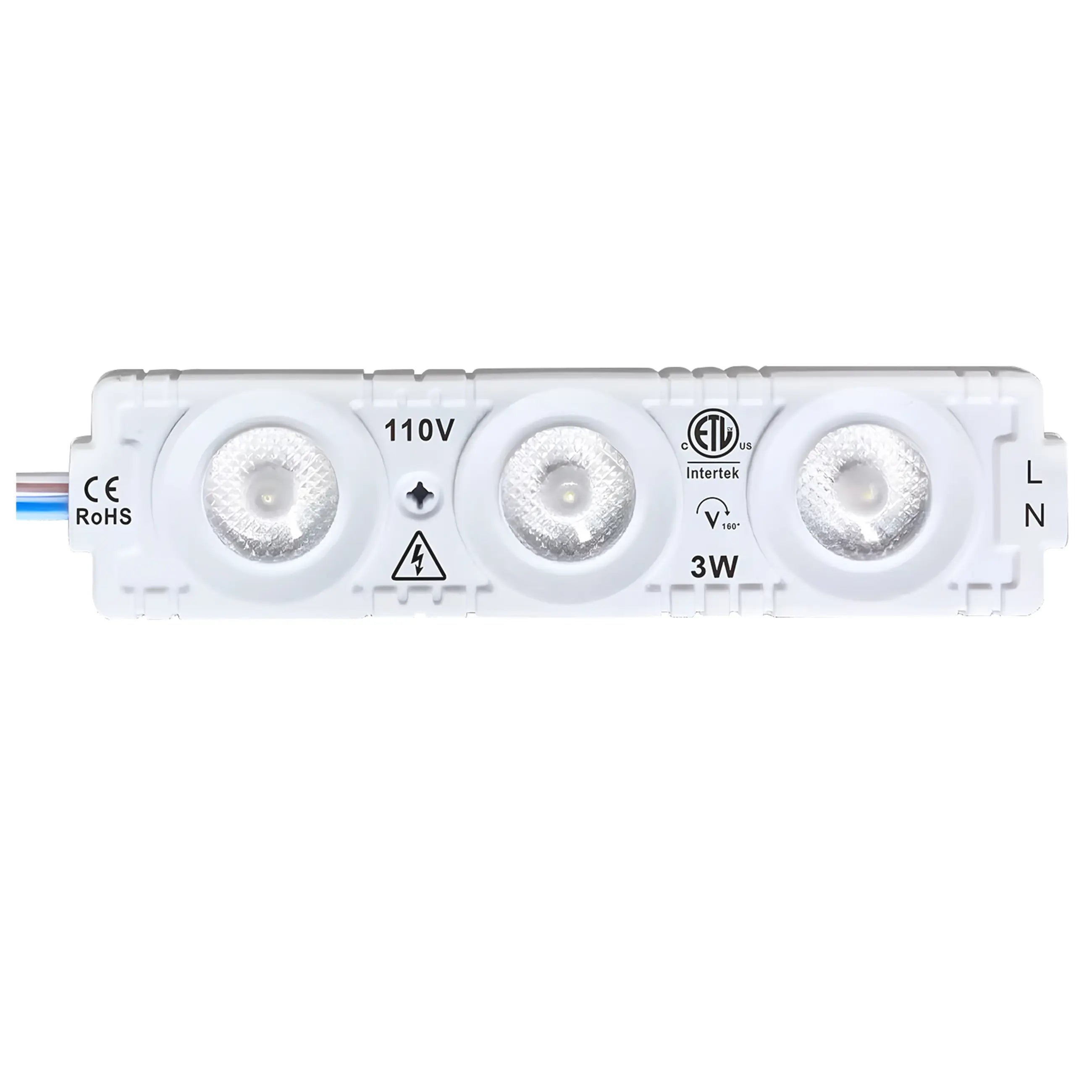 100 Pack-Single Color LED Modules-110V Linear Module with 3 SMD LEDs-160 Lumens/Module TANLITE