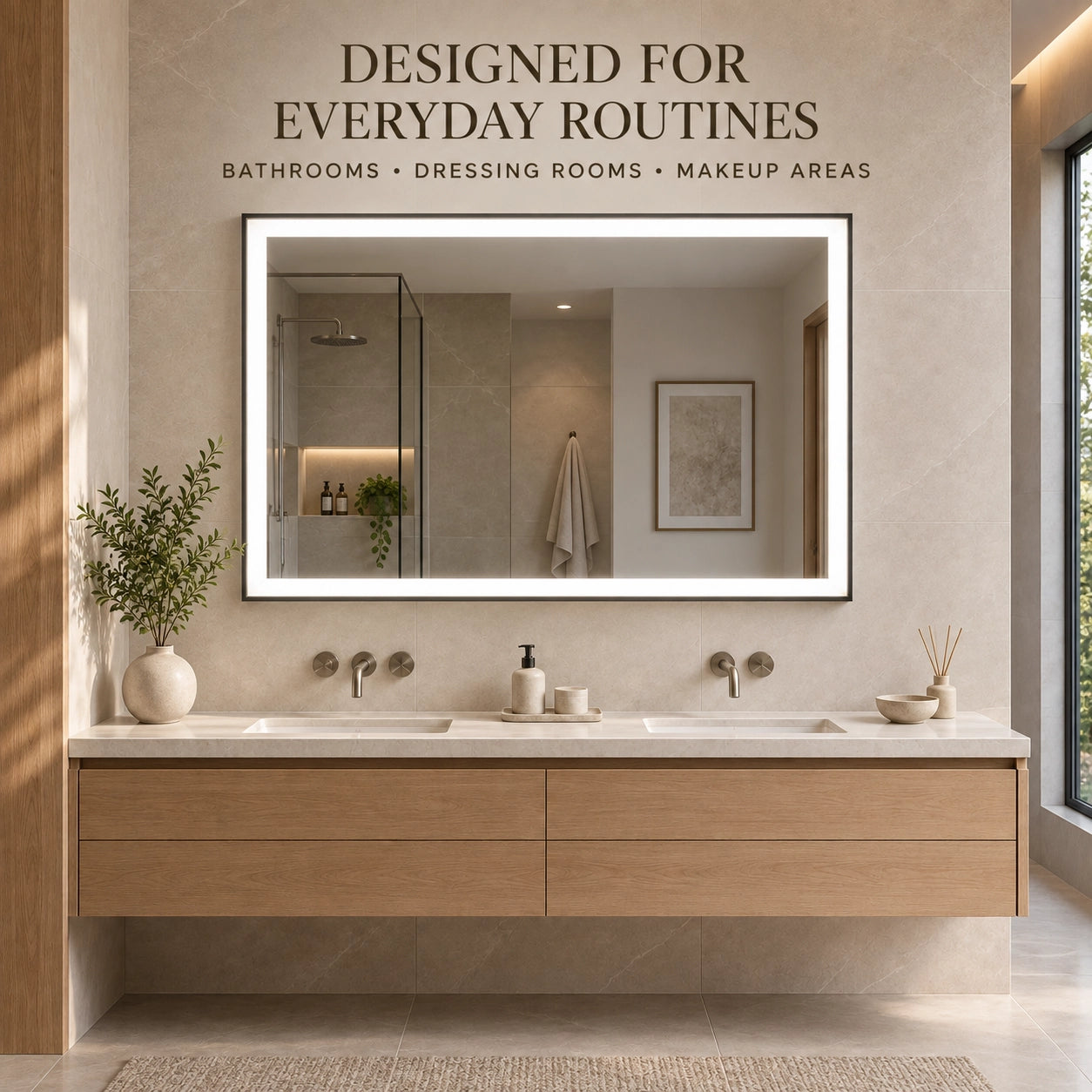 36" × 48" LED Vanity Mirror, Dimmable 3CCT with Defogger