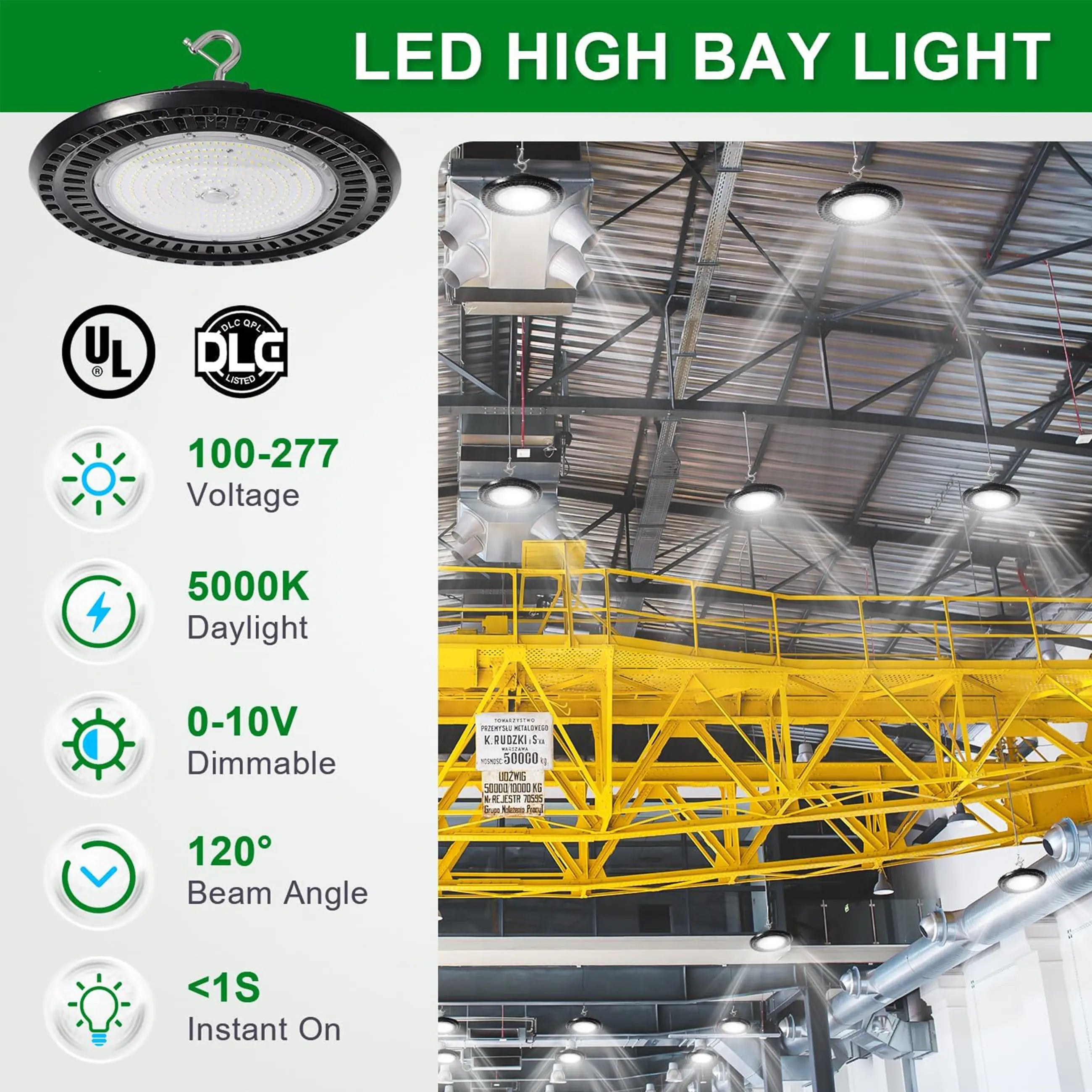 240W LED UFO High bay CCT 5000K-AC 100-277V-38,400 Lumens-ETL+DLC 5.1 TANLITE