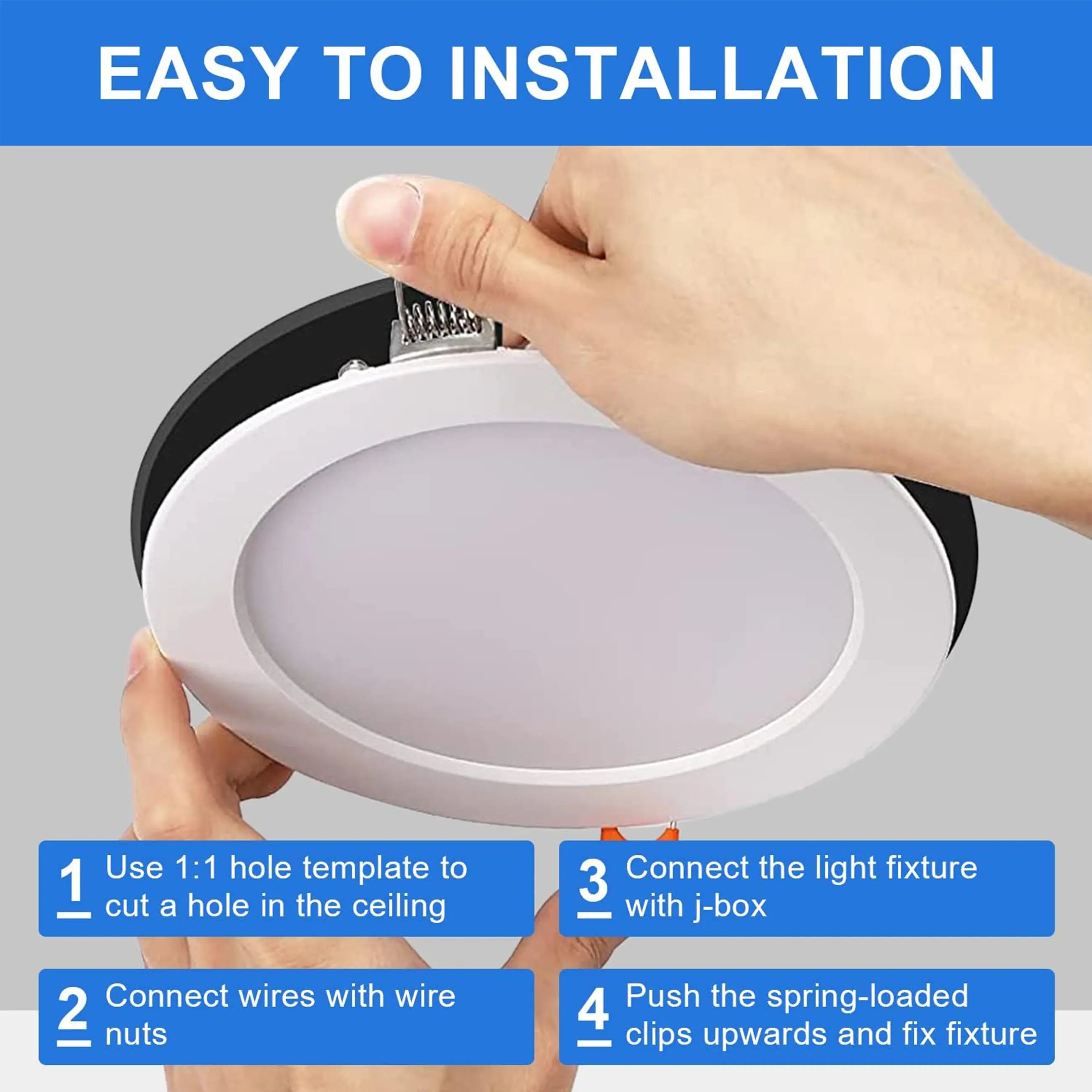 30 Pack-6 inch 12W Ultra-Thin LED Recessed Downlight-Canless-Selectable CCT-Dimmable-2700K/3000K/3500K/4000K/5000K TANLITE