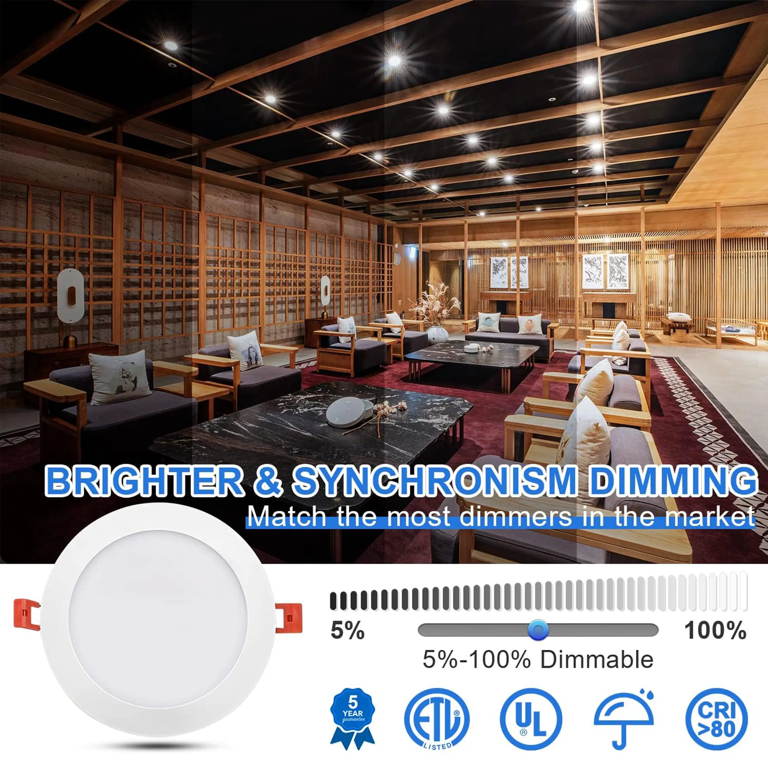 30 Pack-6 inch 12W Ultra-Thin LED Recessed Downlight-Canless-Selectable CCT-Dimmable-2700K/3000K/3500K/4000K/5000K TANLITE