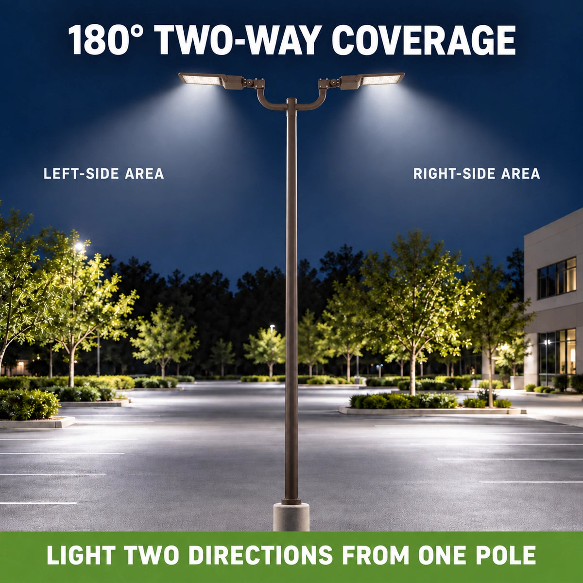 180° Double Bullhorn Tenon Adapter for 2 LED Parking Lot Lights