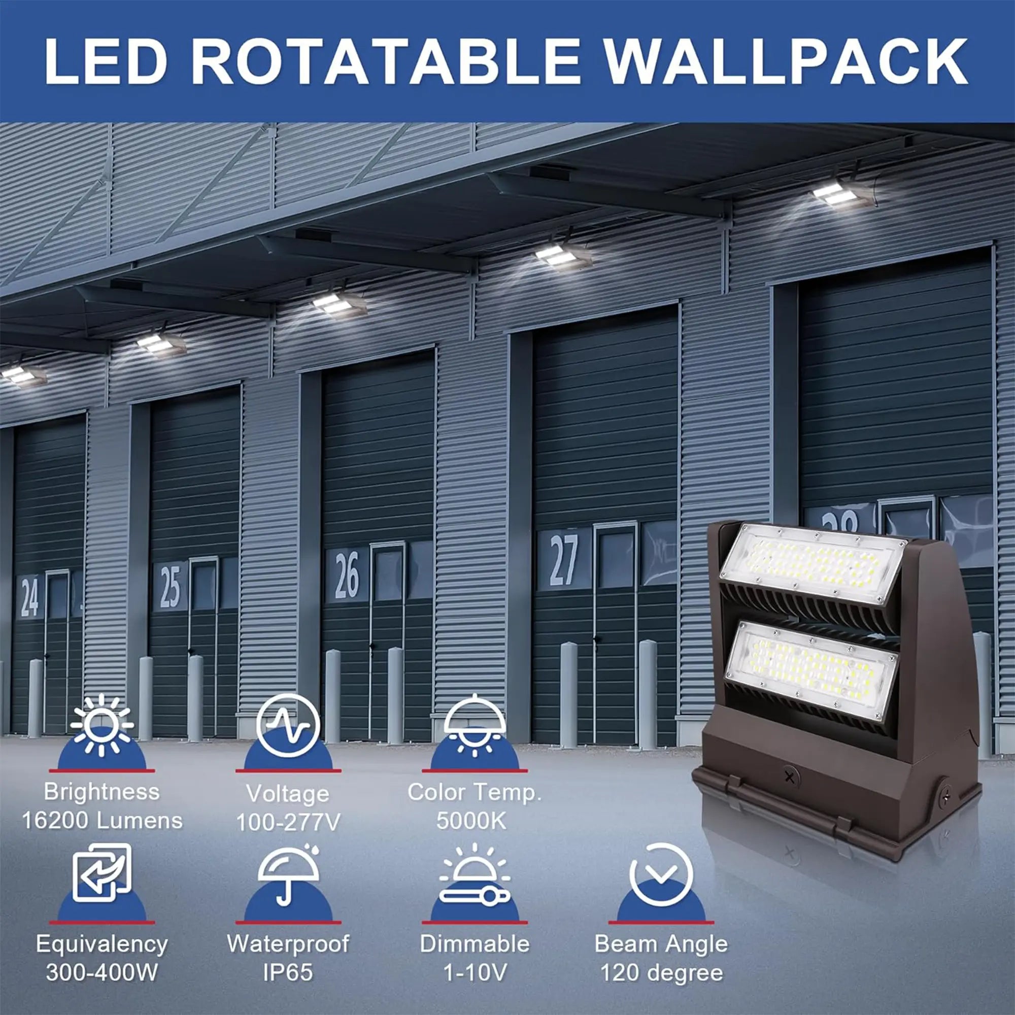 TANLITE 120W Rotatable Led Wall Pack Light-15,600 Lumens-250W Metal Halide Equivalent-5000K TANLITE