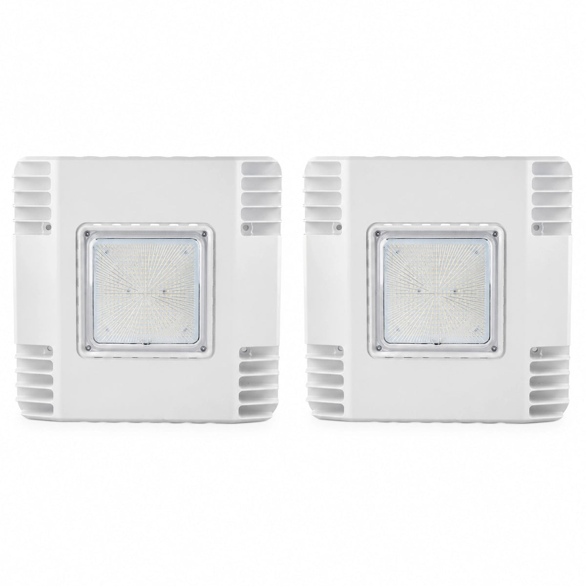 Commercial LED canopy light with 120 degree beam angle for broad overhead illumination
