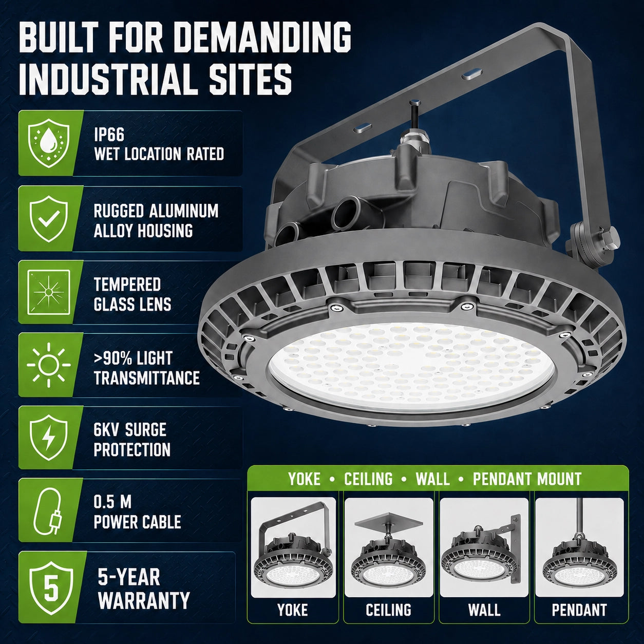 IP66 explosion proof high bay light for wet hazardous locations and industrial facilities