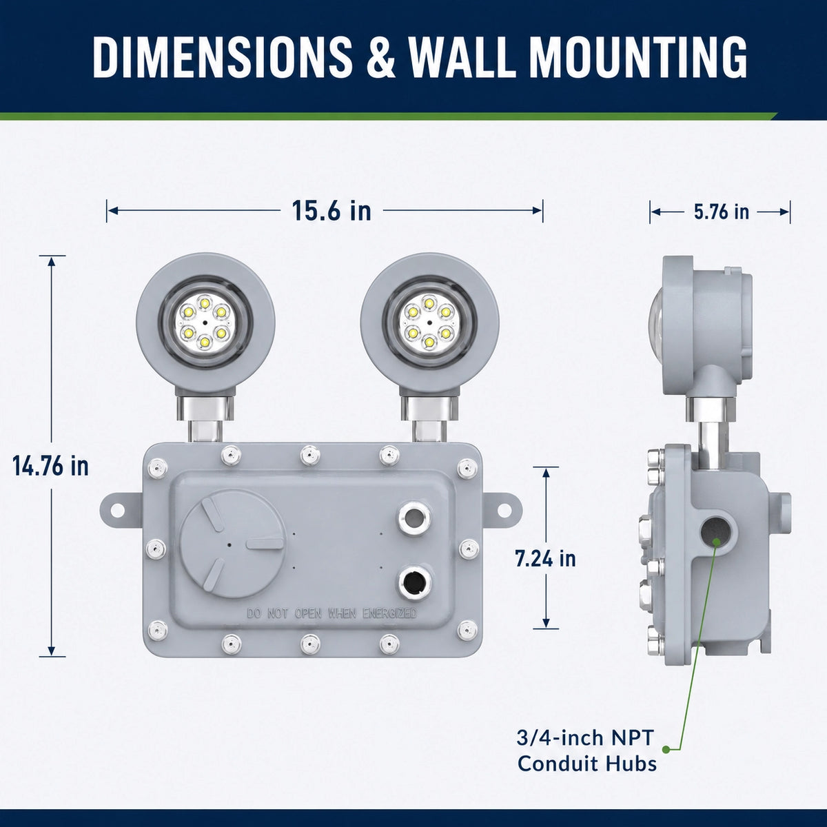 IP66 NEMA 4X explosion proof emergency light for wet corrosive and demanding industrial environments
