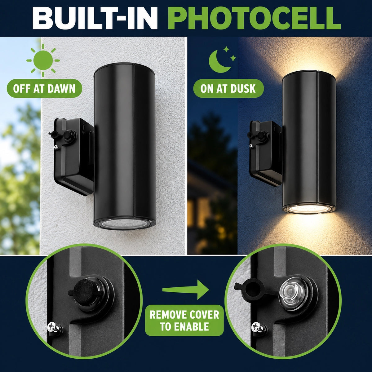 Selectable wattage up down LED wall light with 20W 16W and 10W settings