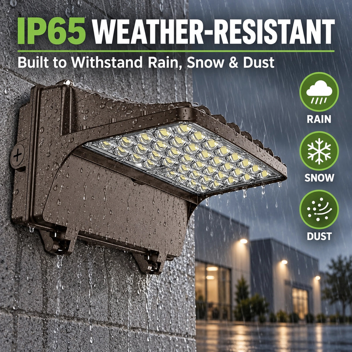 120-277V LED full cutoff wall pack with selectable 60W 80W 100W and 120W power settings