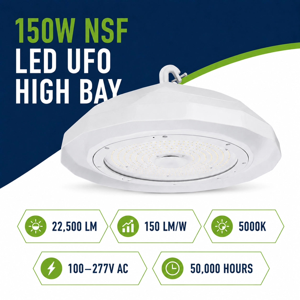 150W food grade LED high bay light with NSF certification for hygienic processing areas