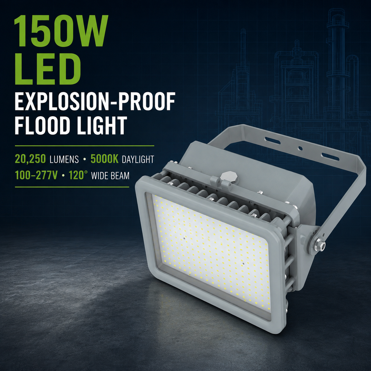 TANLITE 150W LED explosion proof flood light for Class I Division 2 hazardous locations