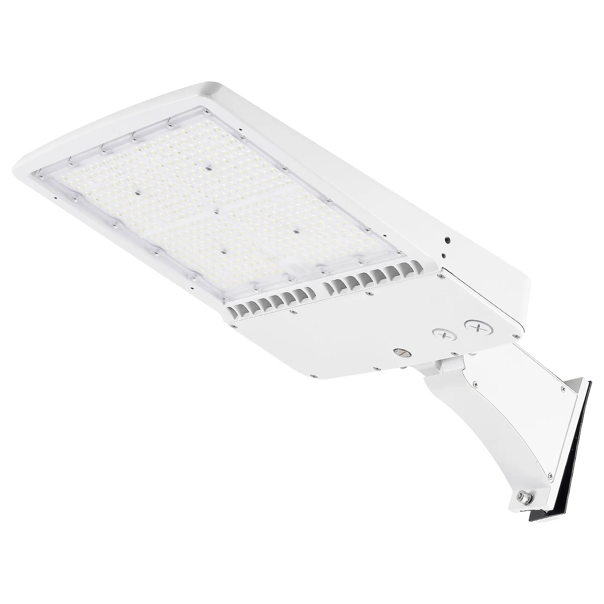 TANLITE 300W LED parking lot light with direct arm mount, 5000K daylight white housing.