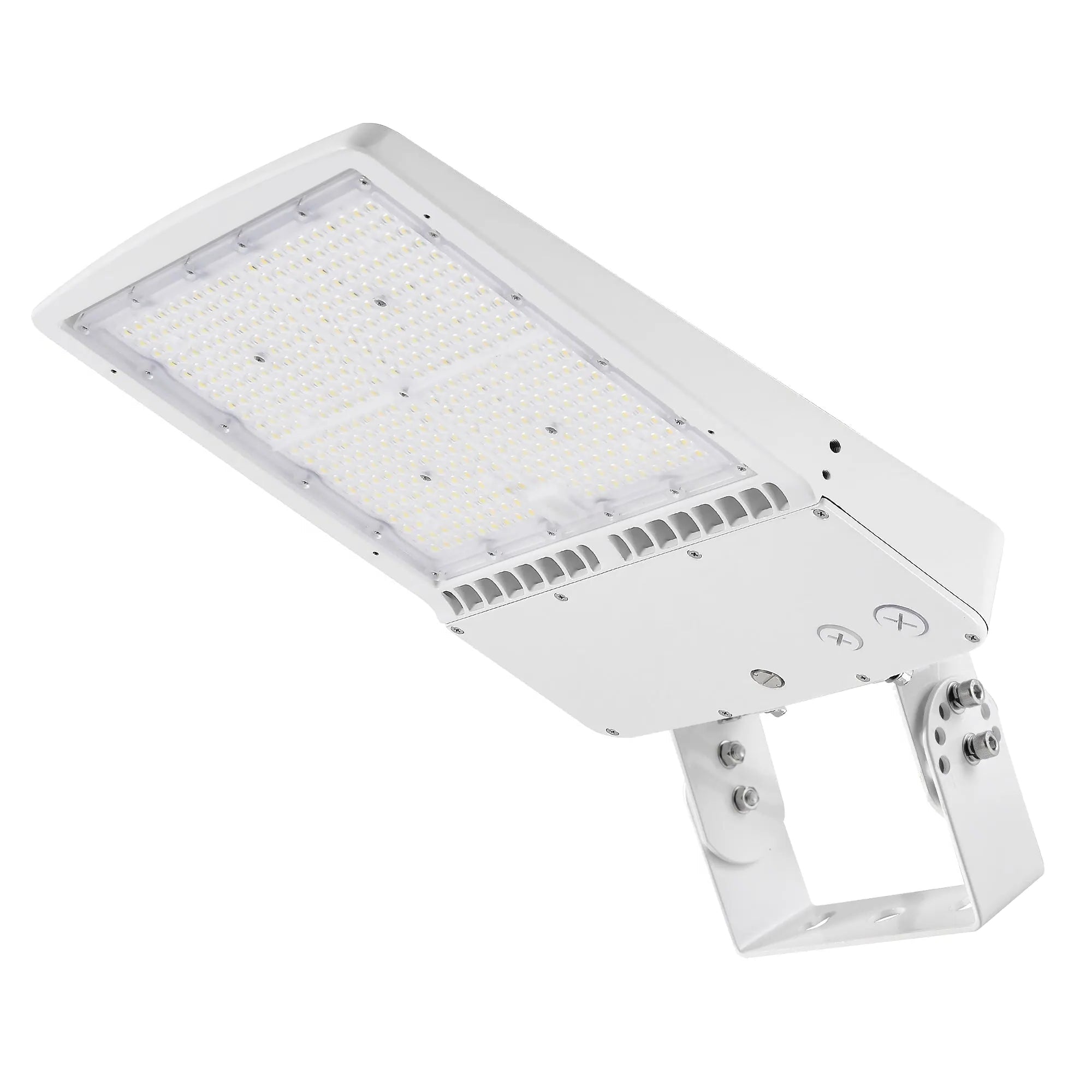 TANLITE 300W LED shoebox area light with trunnion mount, 5000K daylight output.