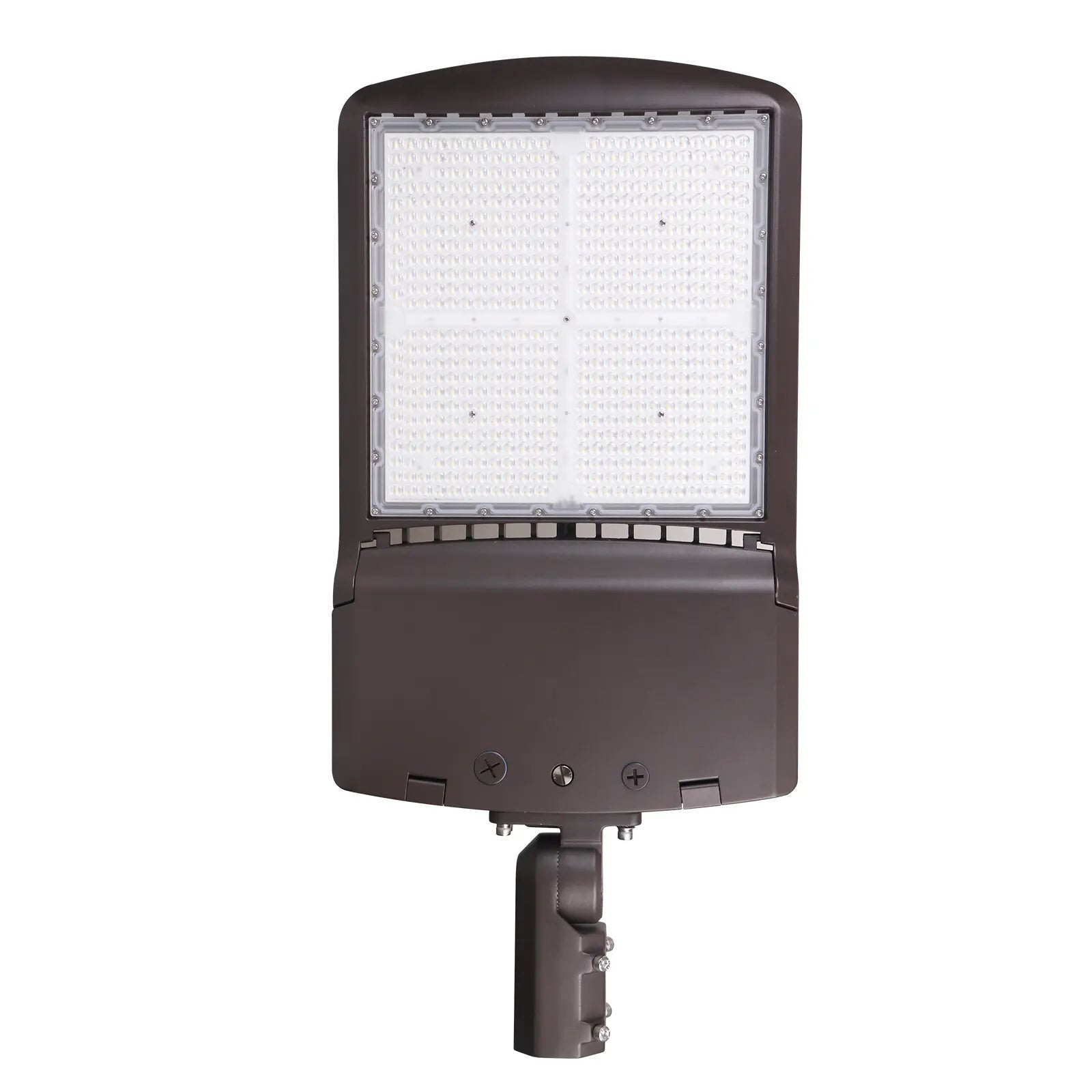 TANLITE 480W LED parking lot light Type III optic and bronze housing front view