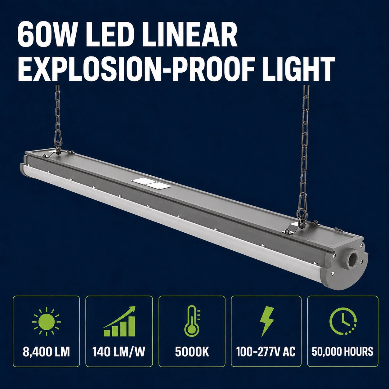 TANLITE 4FT explosion proof linear light for Class I Division 2 hazardous locations
