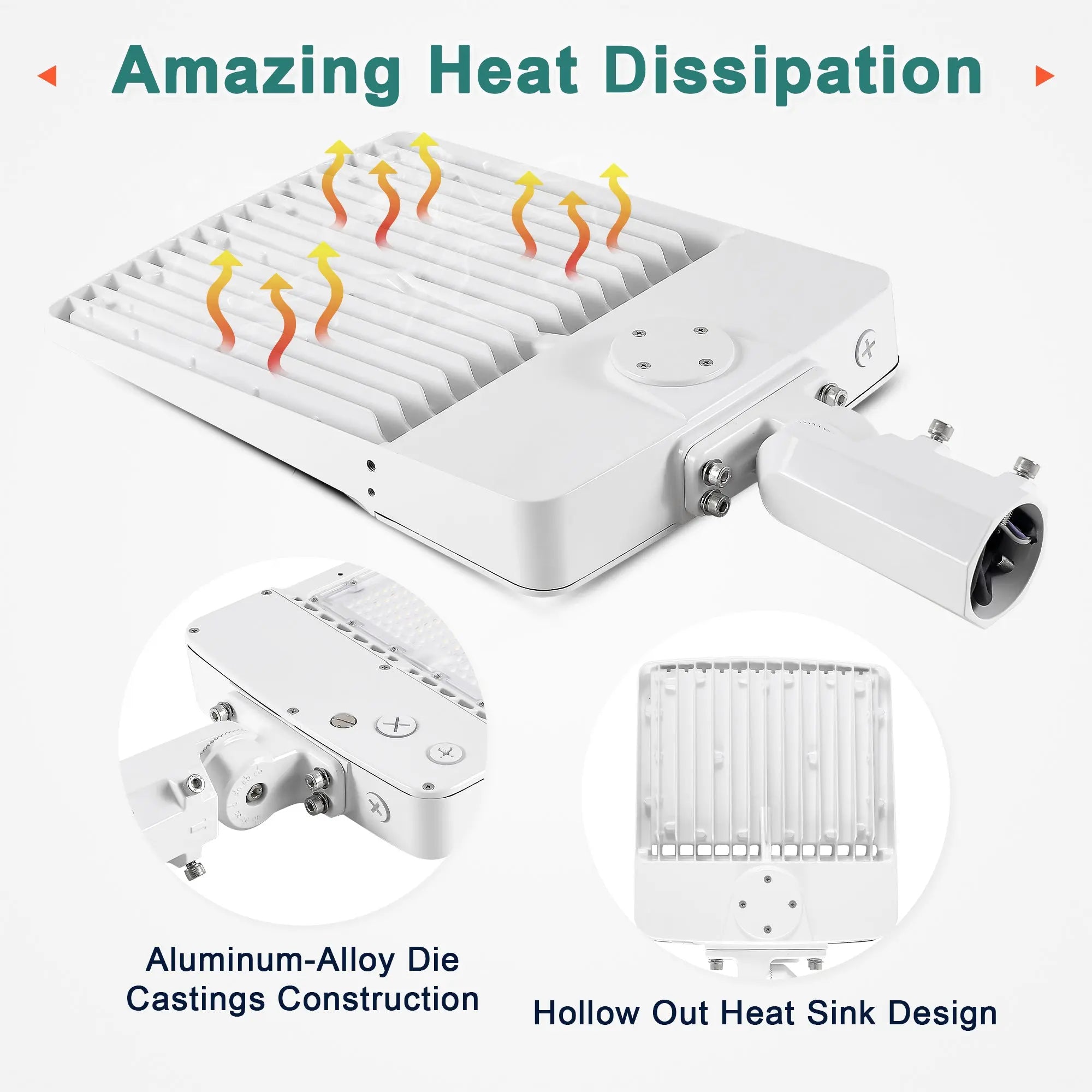 42,000 lumen TANLITE LED area light with slip fitter mount for commercial parking lots.