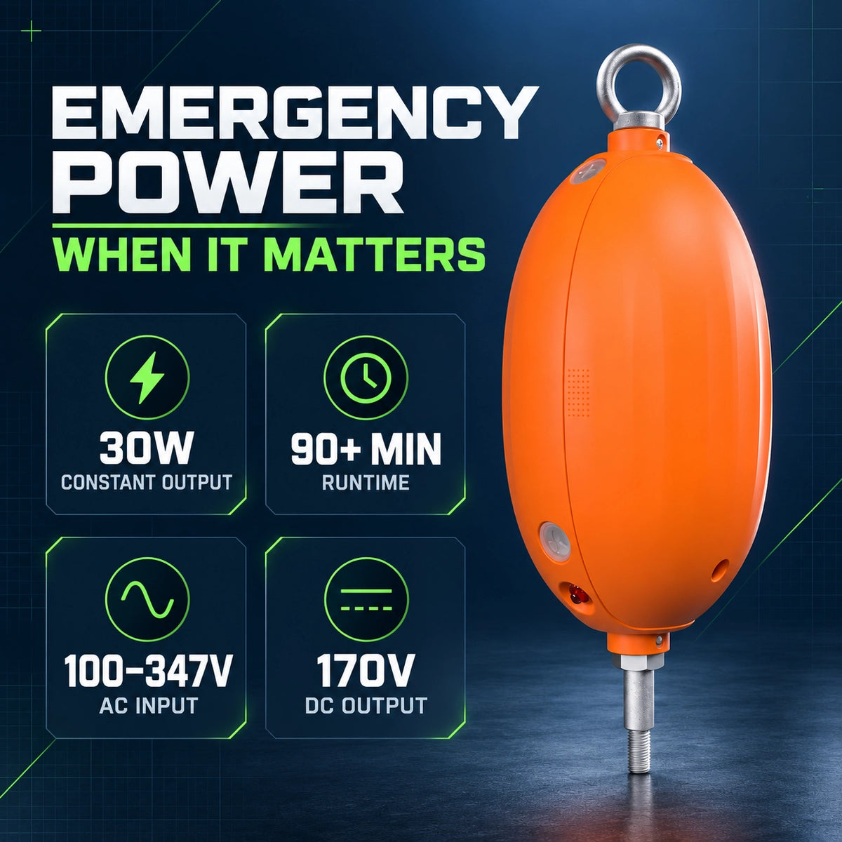 30W UFO high bay emergency battery backup for commercial and industrial LED lighting systems