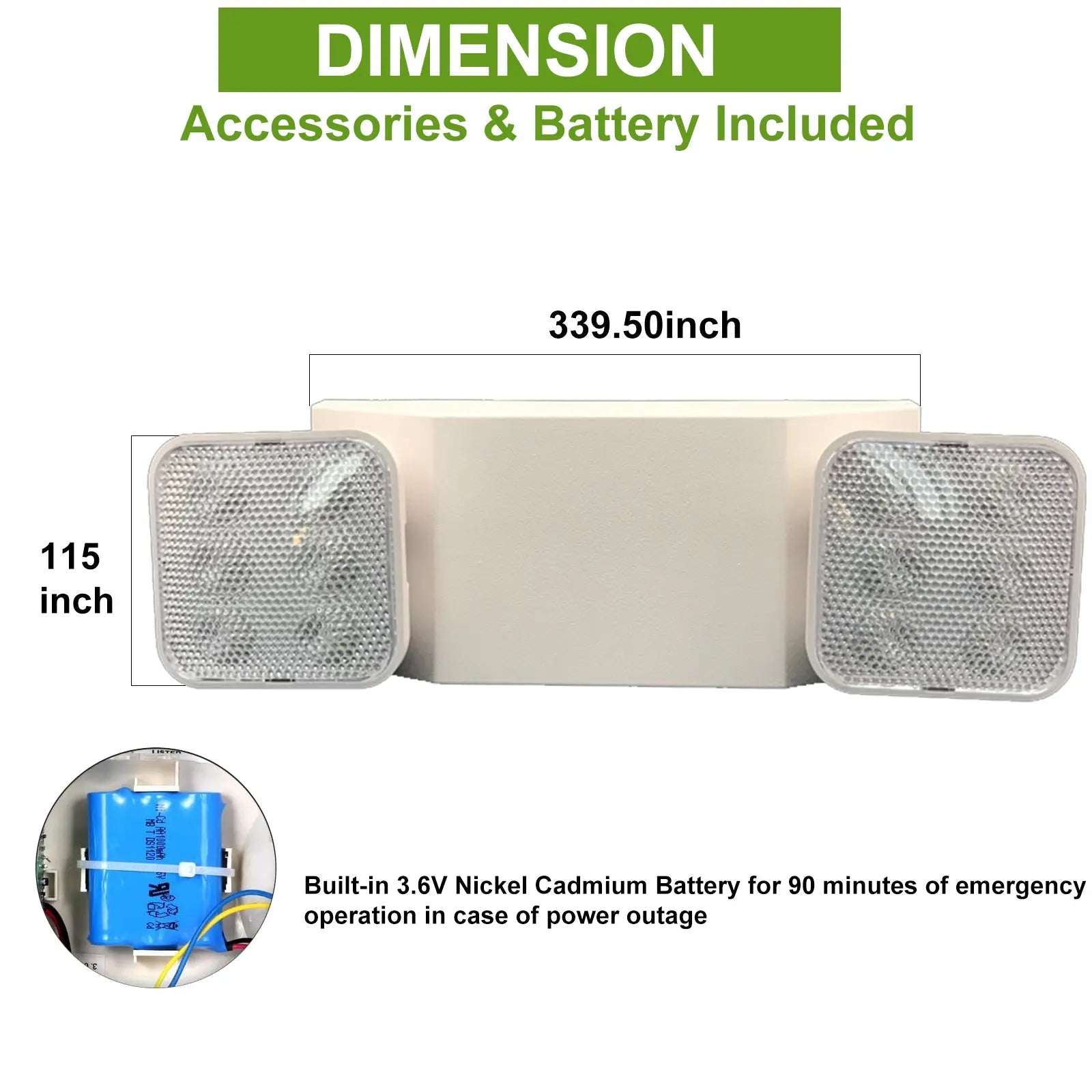 LED Emergency Light with Battery Backup, Adjustable Light Heads, Emergency Exit Lights for Home Power Failure, High Light Output for Commercial Hallways, Stairways, Fire Resistant TANLITE