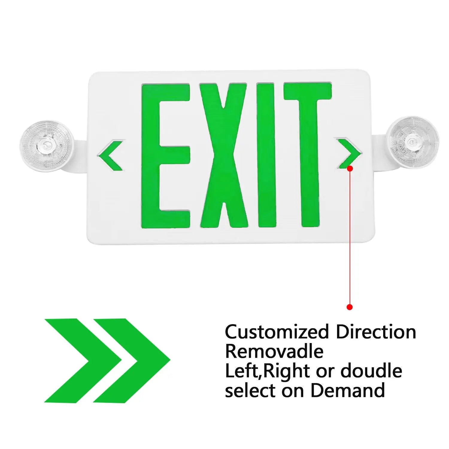 TANLITE Led Red/Green LED Exit Sign, UL-Listed Emergency Light - Dual LED Lamp ABS Fire Resistance TANLITE