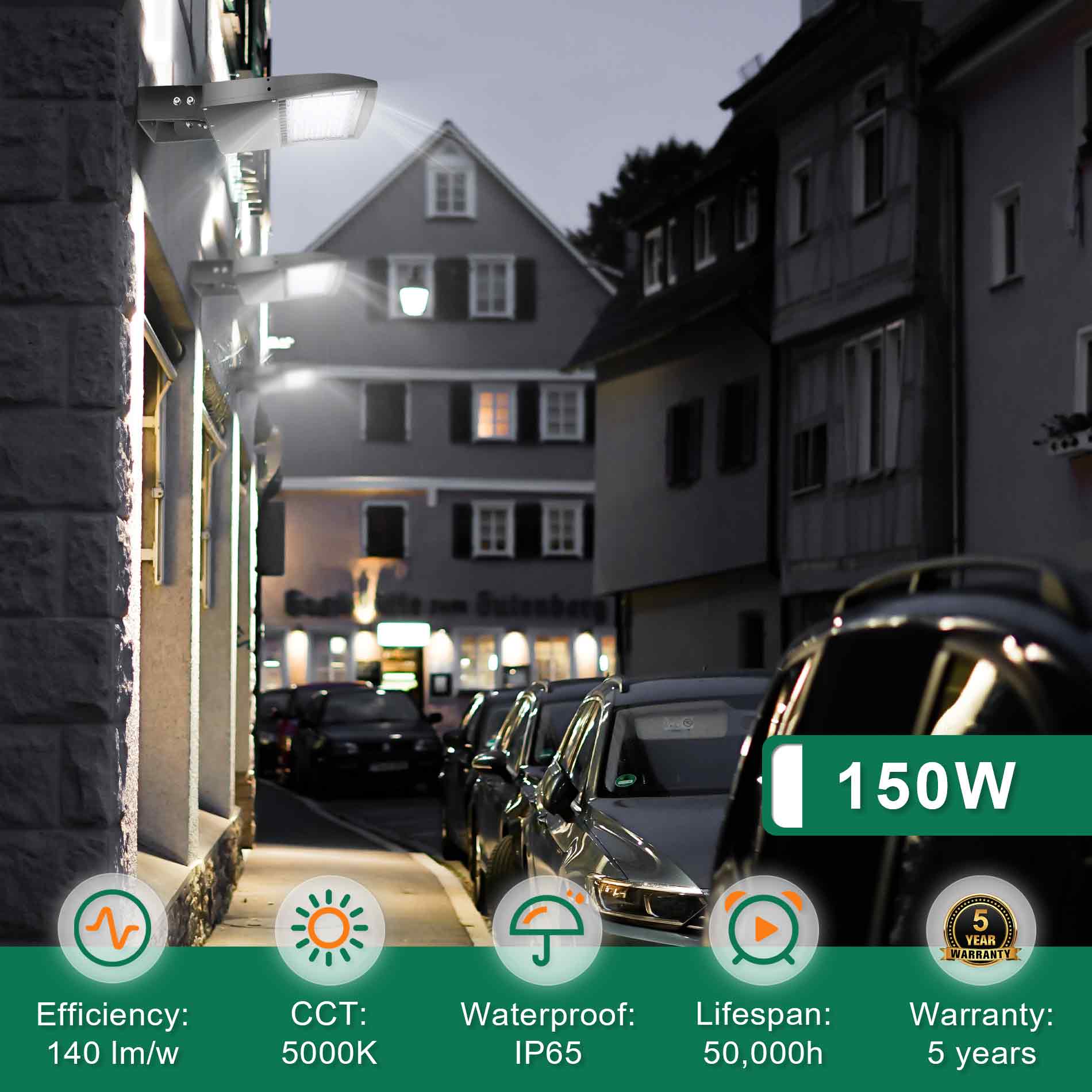 150W LED Shoebox Light-Led Parking Lot Light-21,000 Lumens-CCT 5000K-Brownz Color-Photocell Optional-5 Years Warranty-UL+DLC 5.1 TANLITE