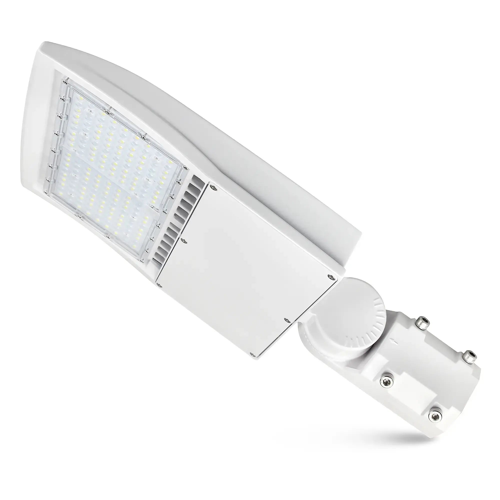 LED Shoebox Parking Lot Light 277-480V - 80-150W Selectable - White Housing - 21000LM Outdoor Commercial Lighting