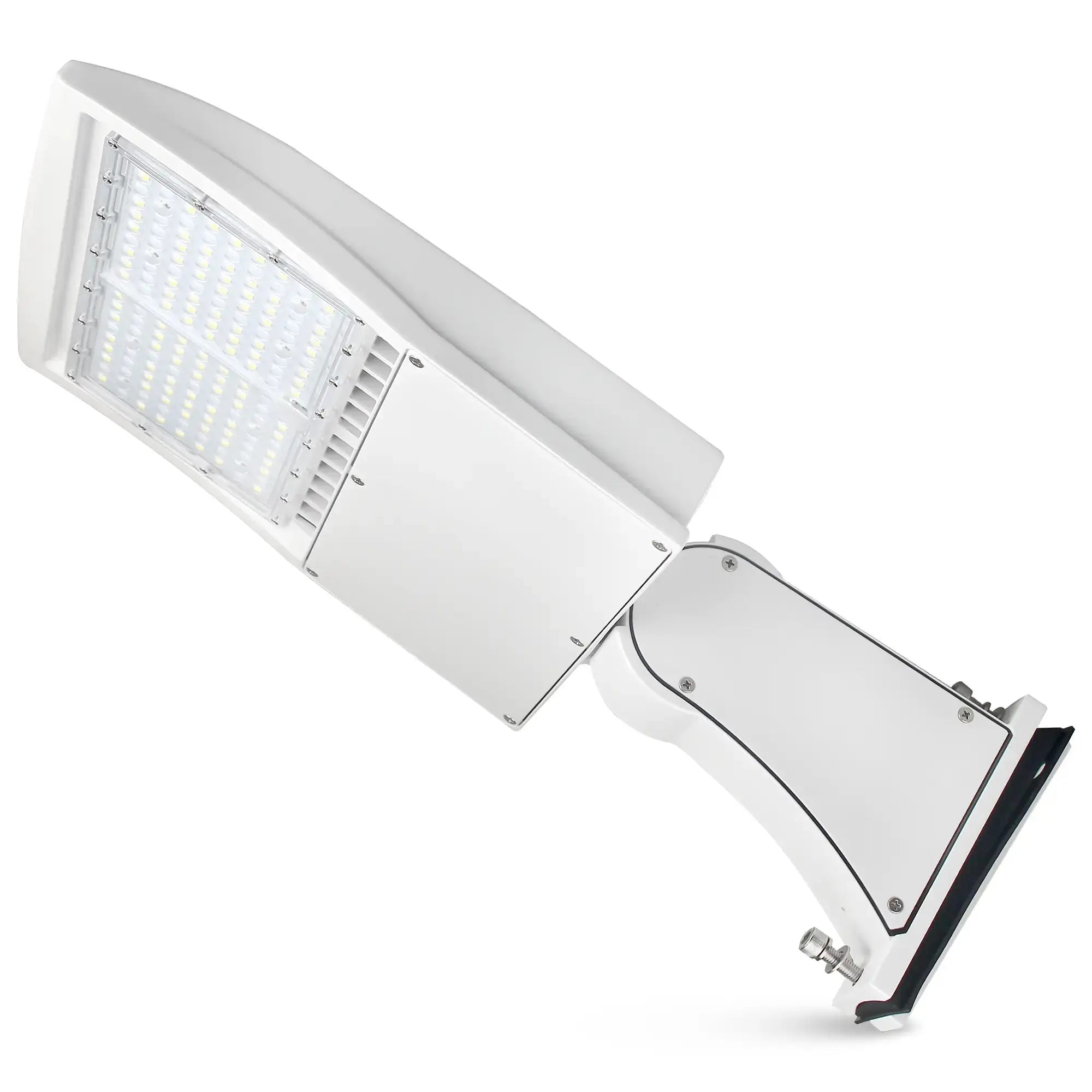 LED Shoebox Parking Lot Light 277-480V - 80-150W Selectable - White Housing - 21000LM Outdoor Commercial Lighting