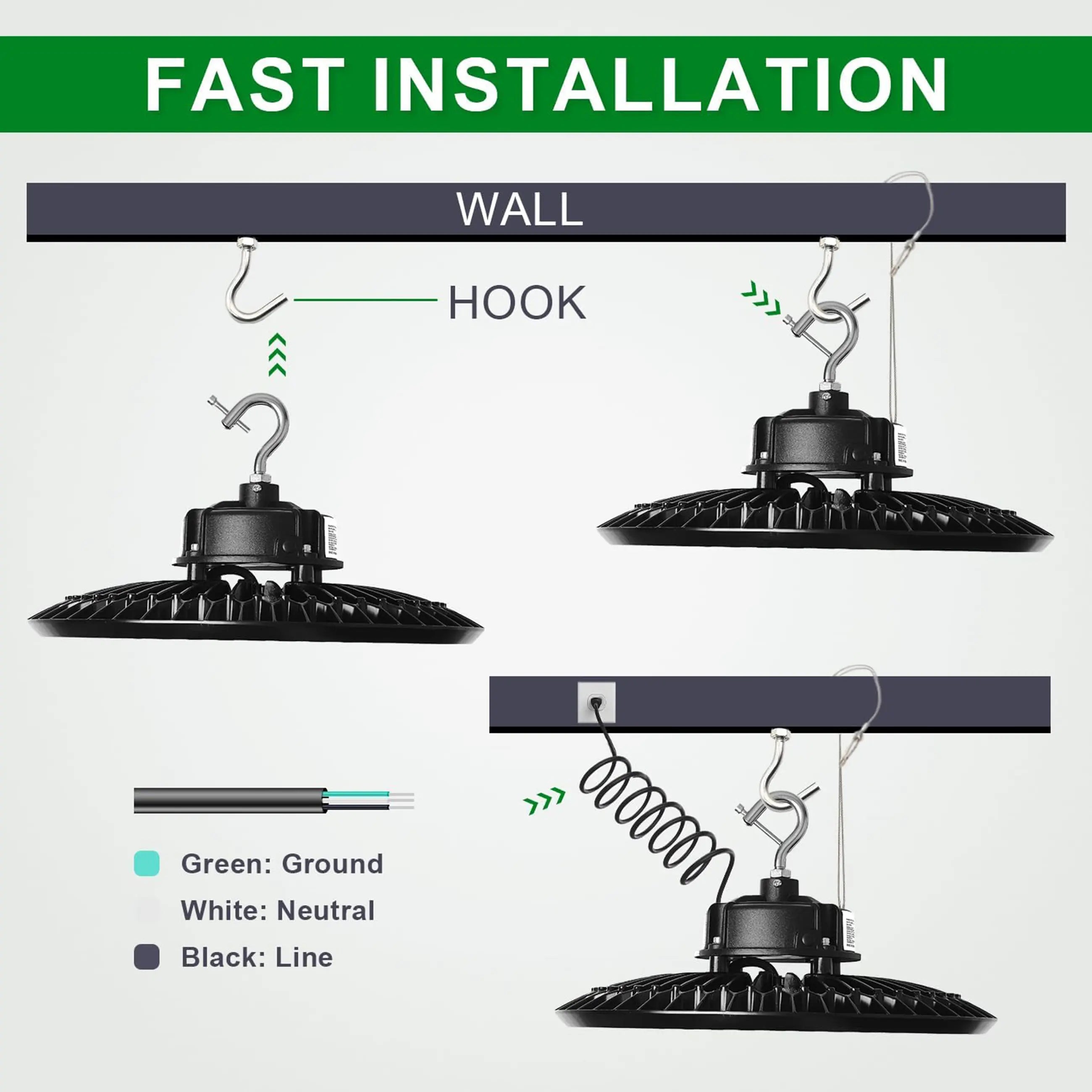 100–277V LED UFO high bay with 0–10V dimming