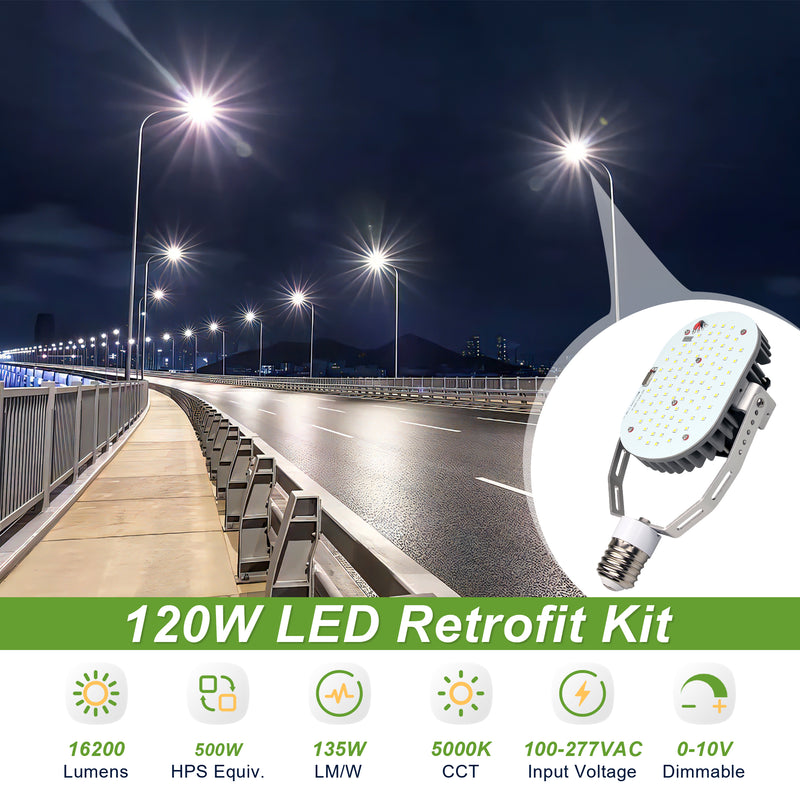 TANLITE 120W LED Retrofit Kit with Power Supply-16200 LM-CCT 5000K Shoebox LED Retrofit Kits-500W MH/HID/HPS Equiv.- E39 Mogul Base for Parking Lot Lights