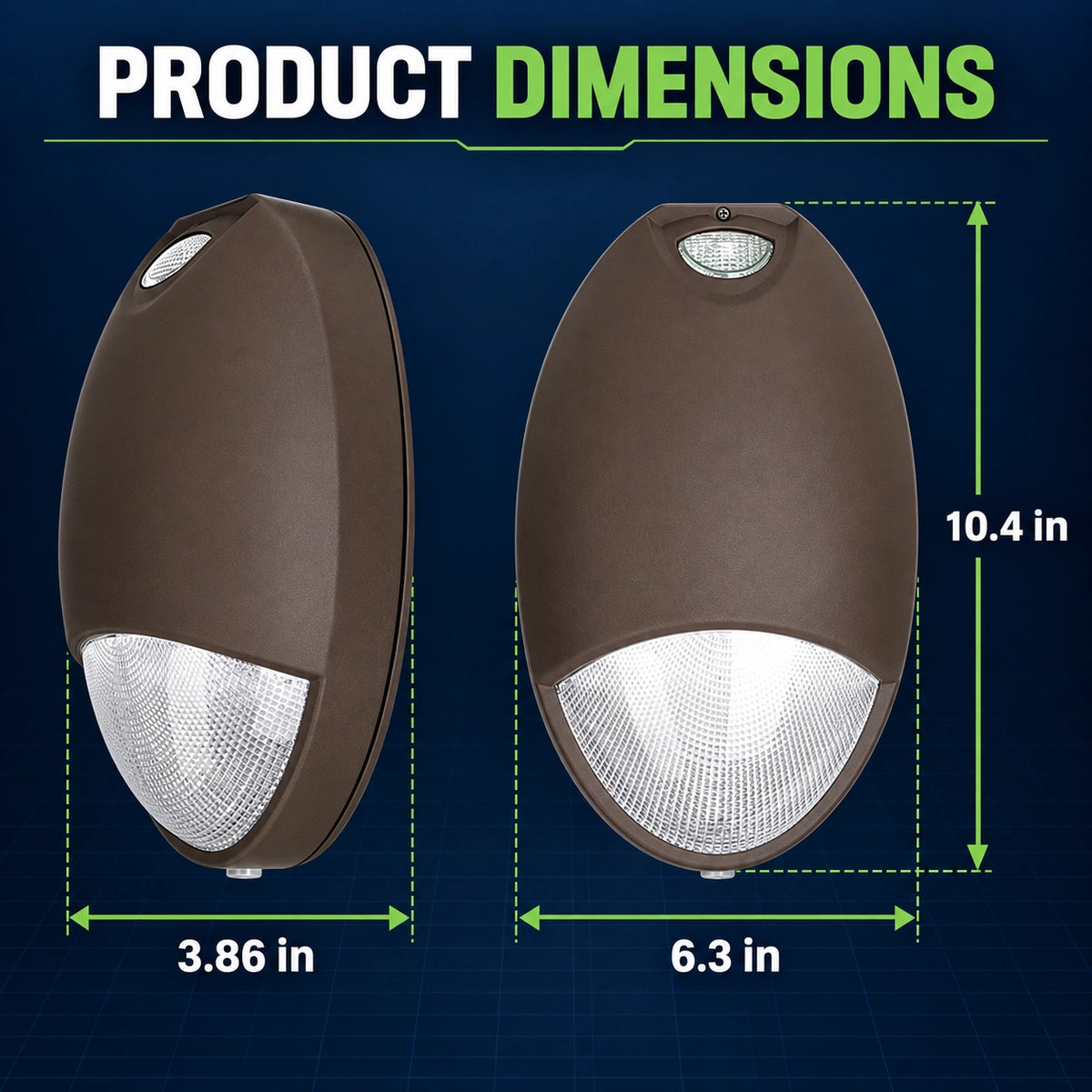 12W tear drop LED emergency wall pack light dimensions for commercial wall mount installation