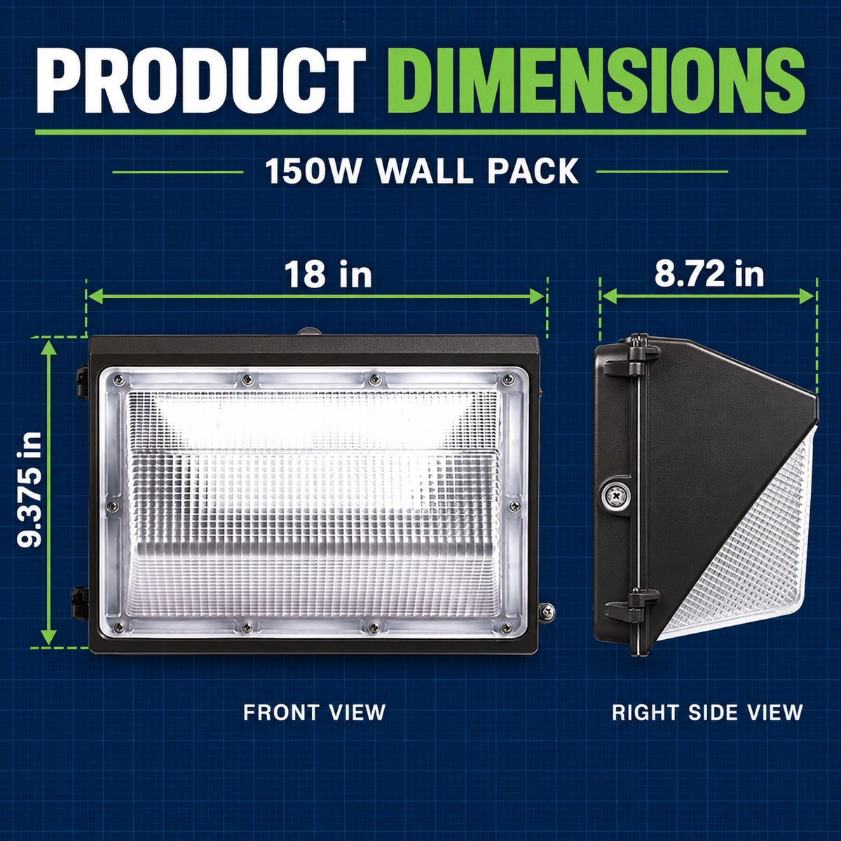 150W LED security wall pack light for warehouses commercial buildings and industrial facilities