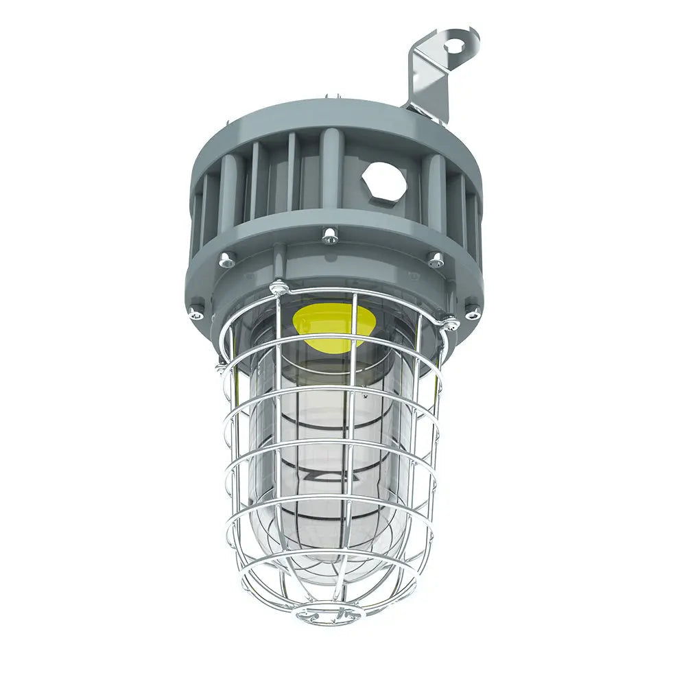 Side view of 30W explosion-proof jelly jar light with protective glass