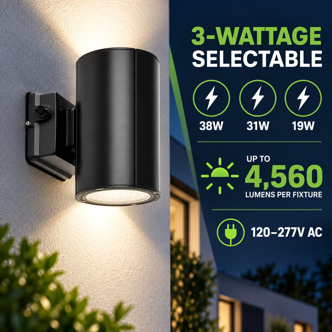 4 pack LED up and down wall lights with built-in photocell for commercial building exteriors