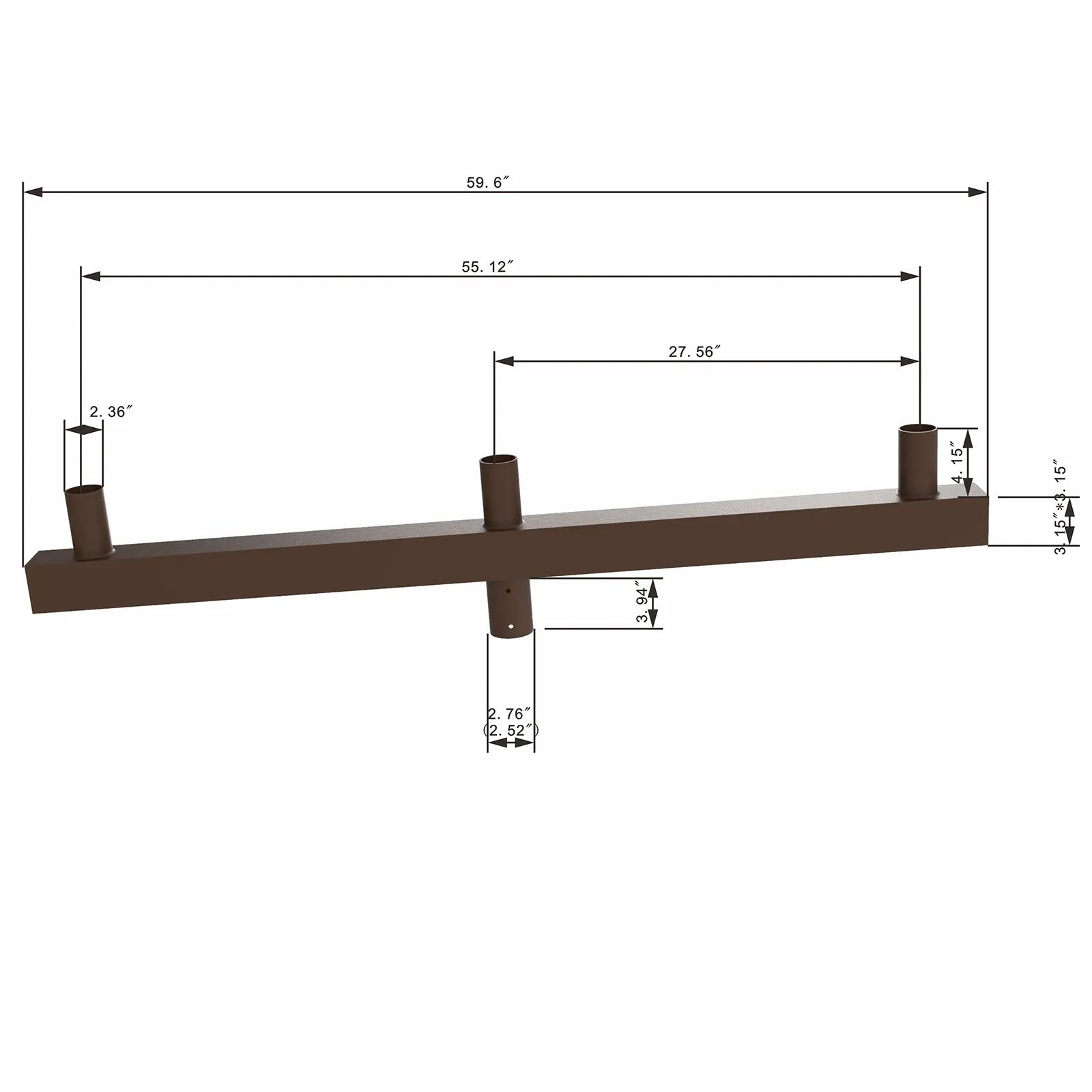 Low Profile Bullhorn Bracket Inline Vertical Tenons For 3 Area Lights TANLITE
