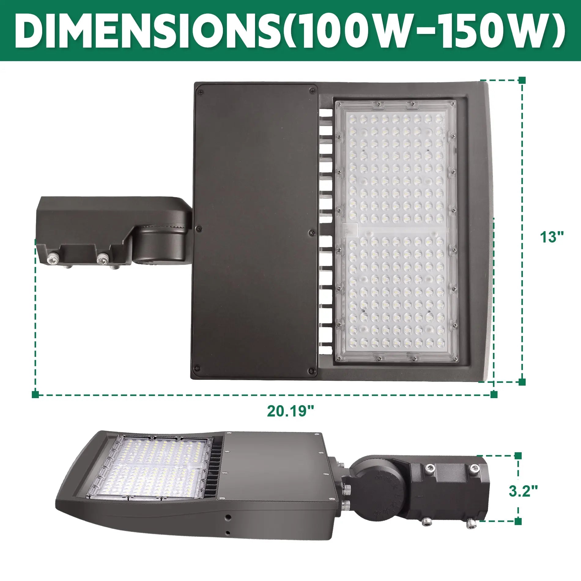 150W LED Shoebox Light-Led Parking Lot Light-21,000 Lumens-CCT 5000K-Brownz Color-Photocell Optional-5 Years Warranty-UL+DLC 5.1 TANLITE