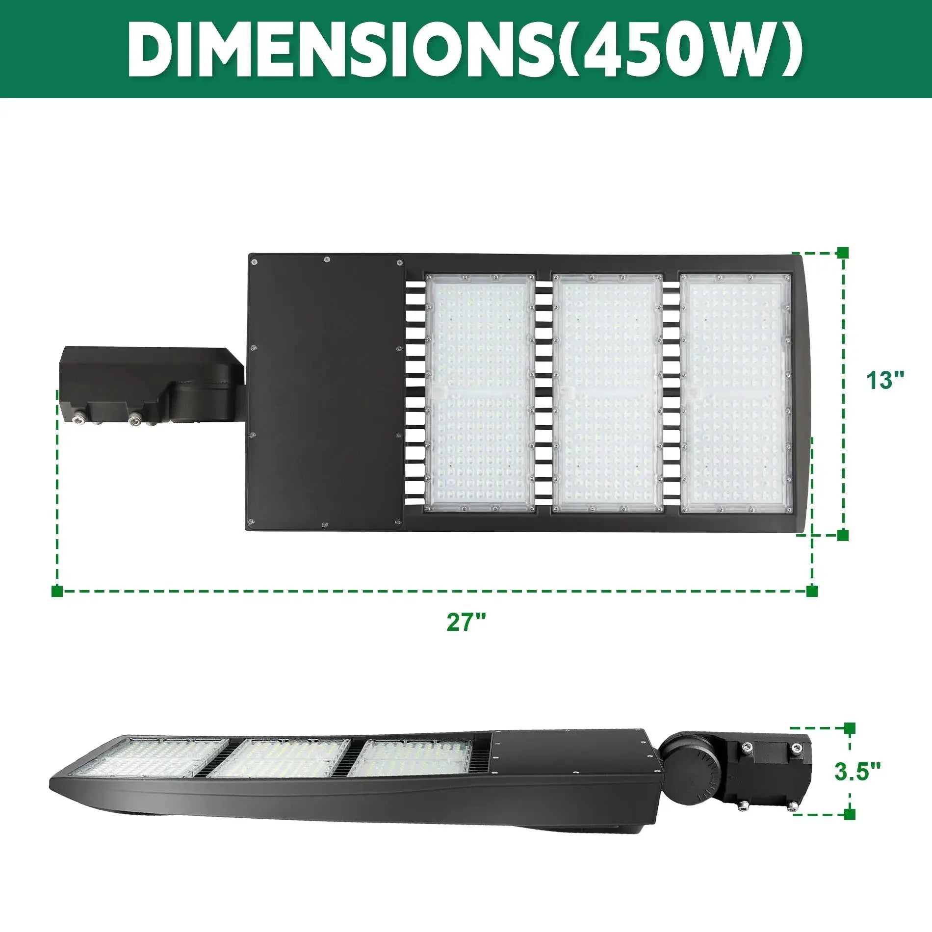 450W LED Parking Lot Light-Shoebox Area Light-10KV Surge Protector-CCT5000K-AC 100~277V/277~480V-DLC UL Listed TANLITE