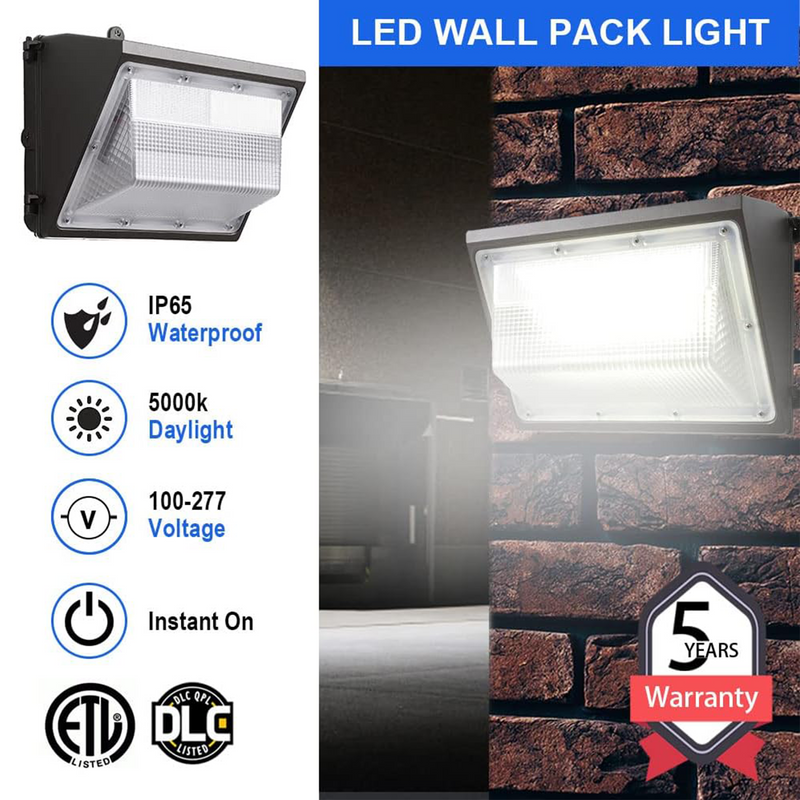 TANLITE 80W LED Wall Pack-CCT 5000K-Photocell Included-Waterproof IP65 - DLC Listed- 5 Years Warranty